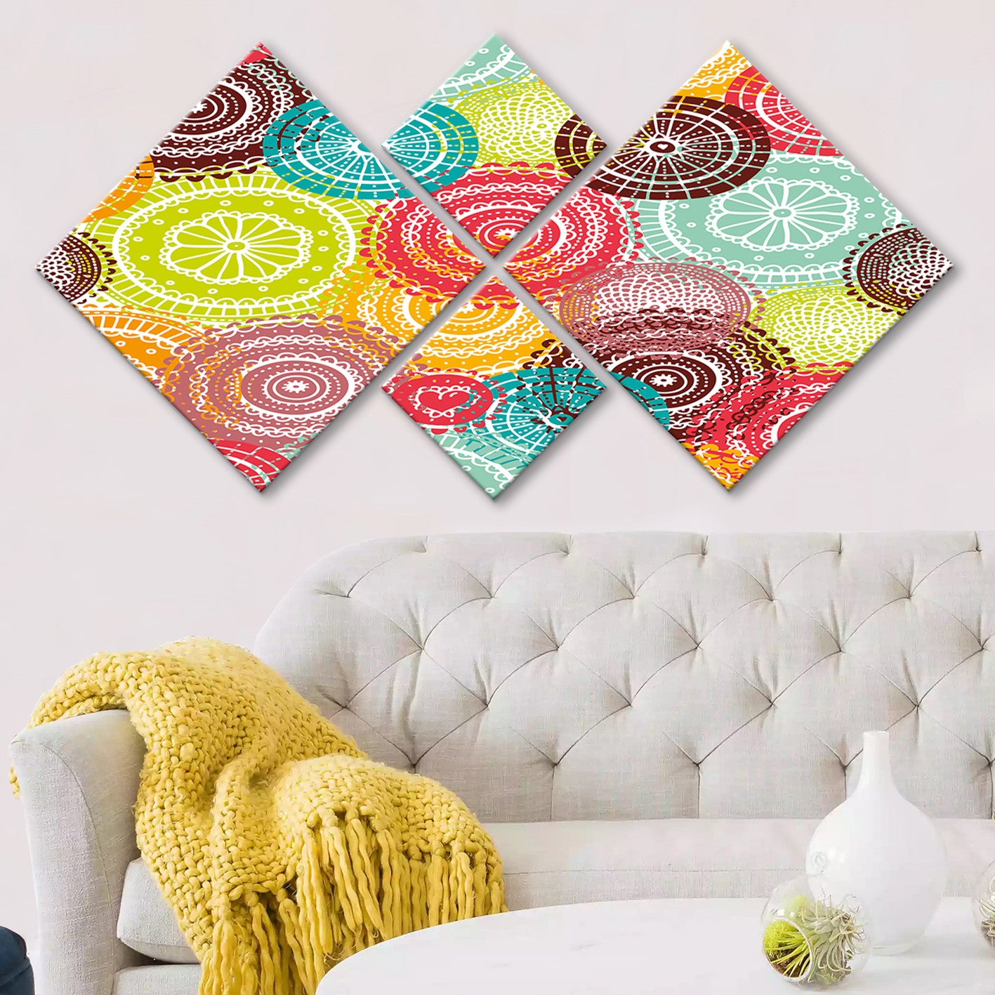 Conjunto Decorativo MDF Multicolor 4 Peças - Impressão UV Premium para Parede