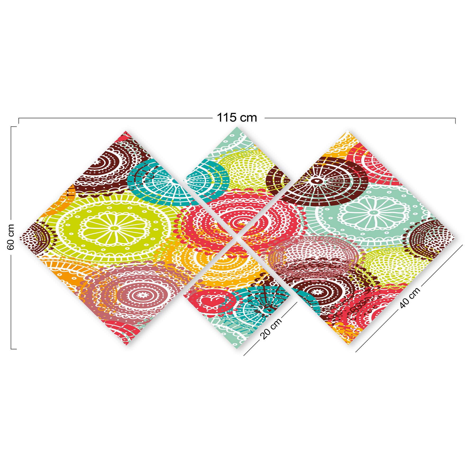 Conjunto Decorativo MDF Multicolor 4 Peças - Impressão UV Premium para Parede