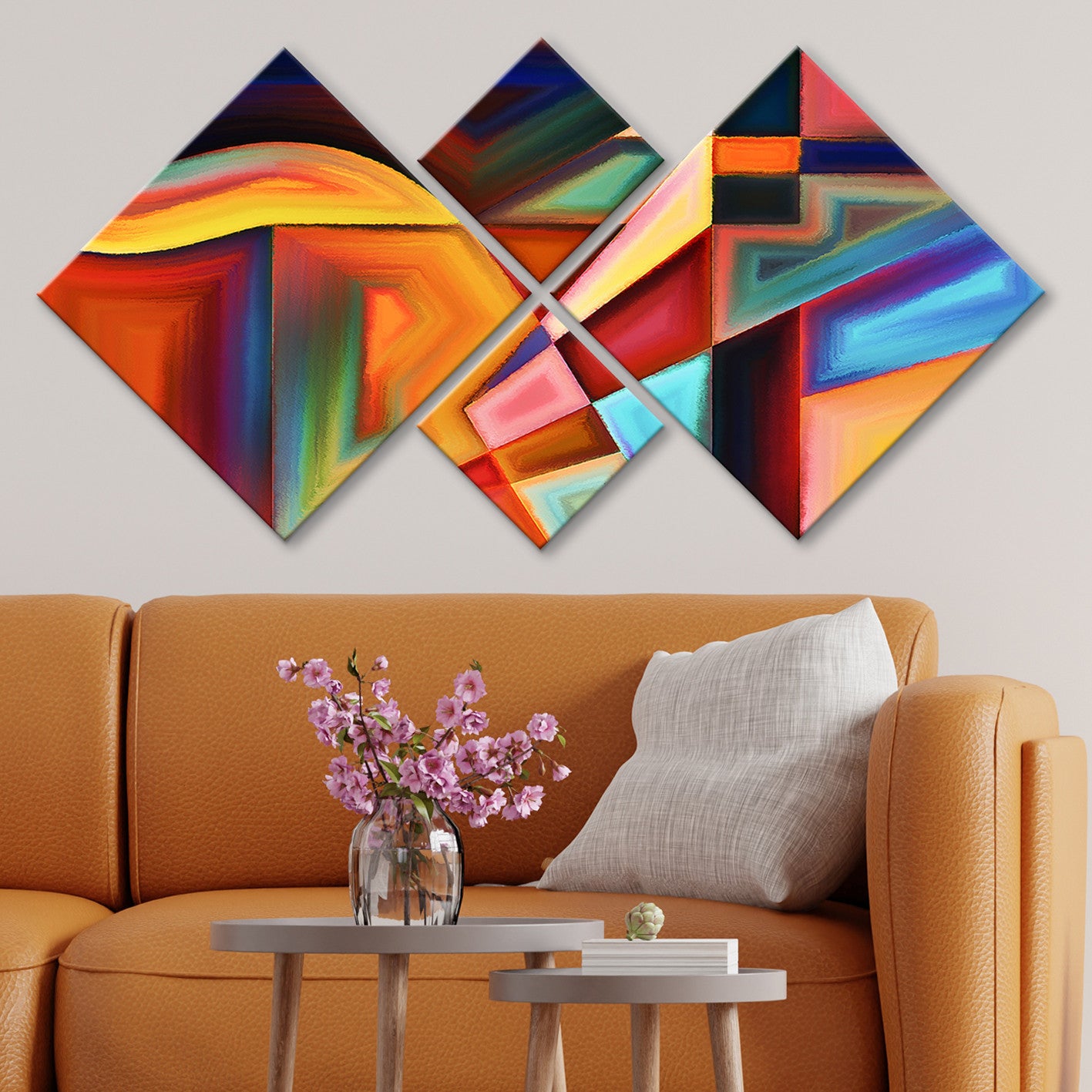 Conjunto Decorativo MDF Multicolor 4 Peças - Impressão UV Premium para Parede