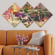 Conjunto Decorativo MDF Multicolor 4 Peças - Impressão UV Premium para Parede