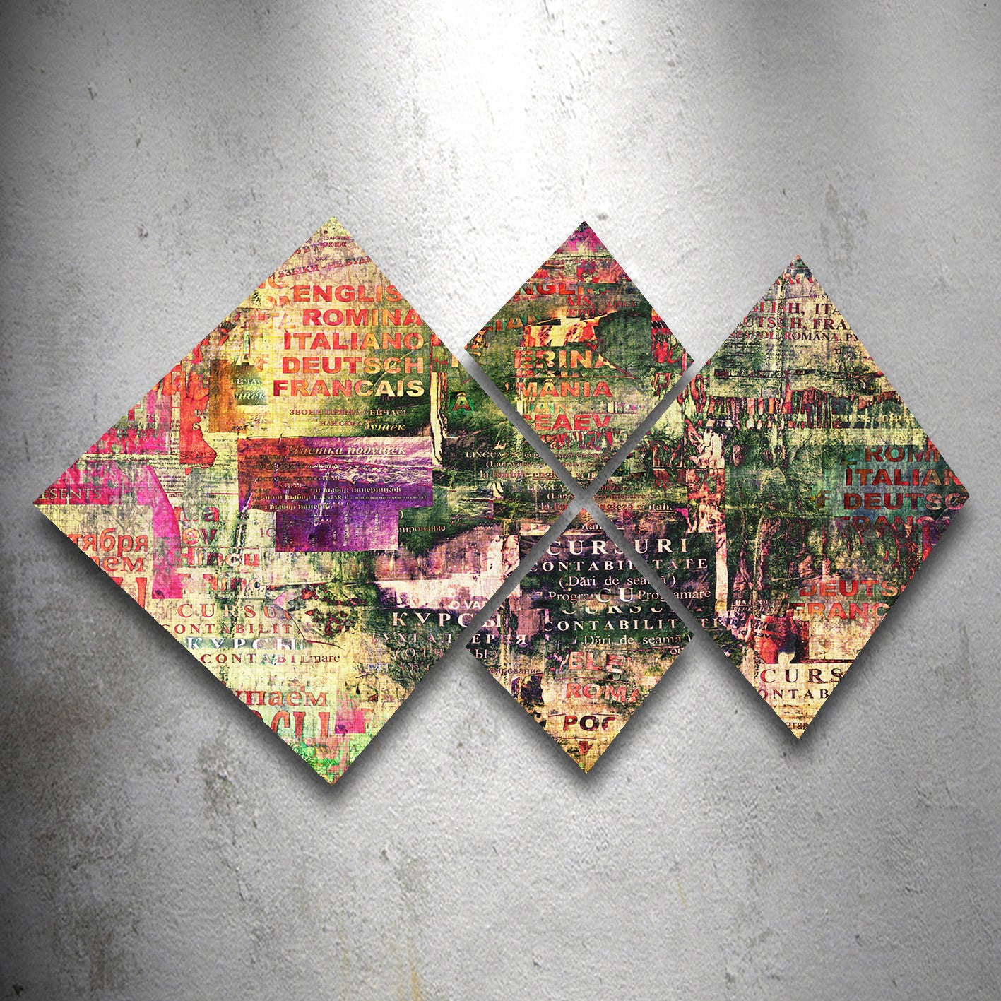 Conjunto Decorativo MDF Multicolor 4 Peças - Impressão UV Premium para Parede