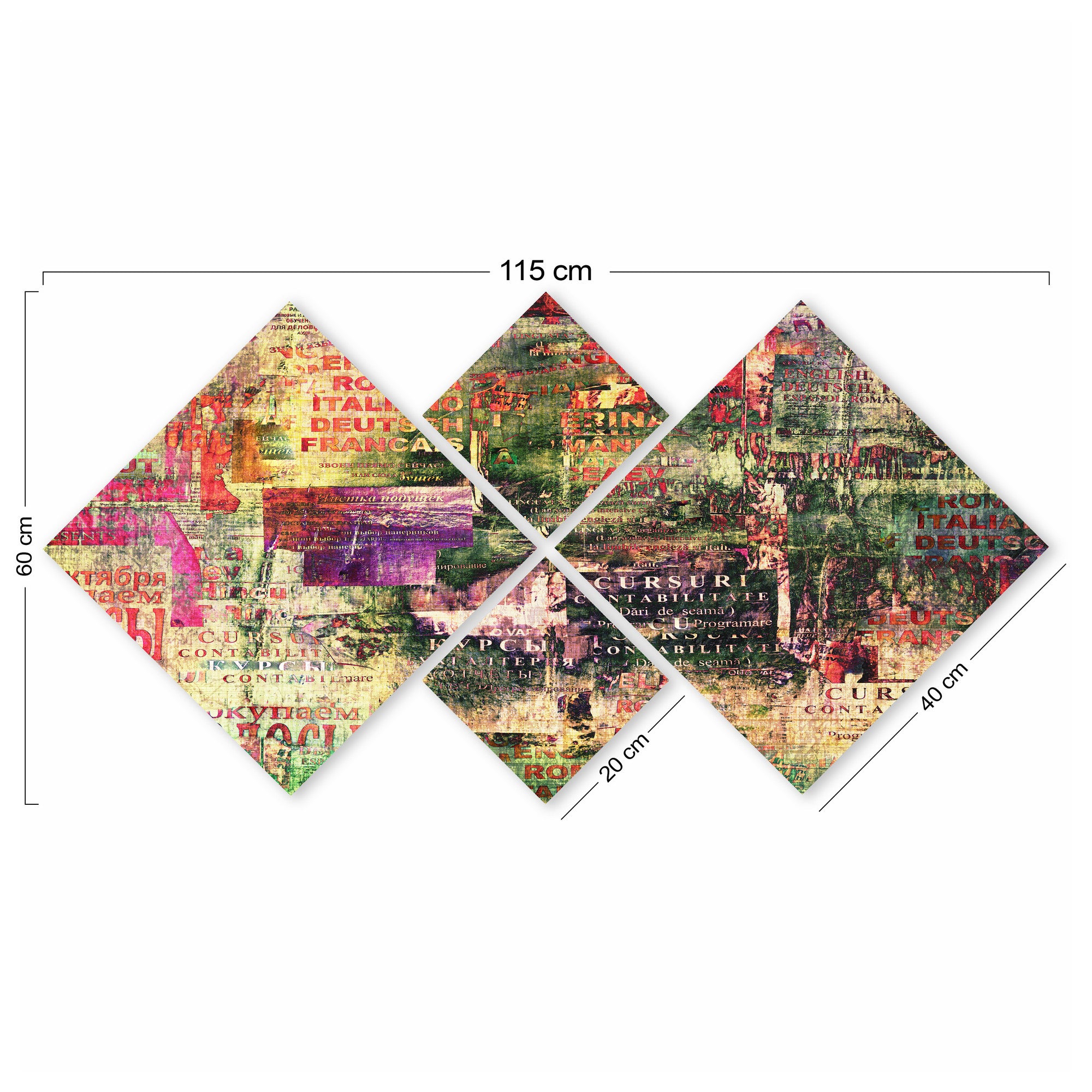 Conjunto Decorativo MDF Multicolor 4 Peças - Impressão UV Premium para Parede