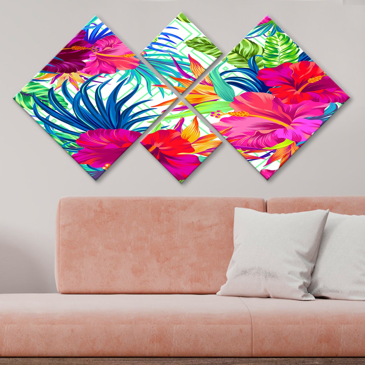 Conjunto Decorativo MDF Multicolor 4 Peças - Impressão UV Premium para Parede