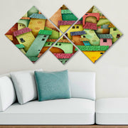 Conjunto Decorativo MDF Multicolor 4 Peças - Impressão UV Premium para Parede