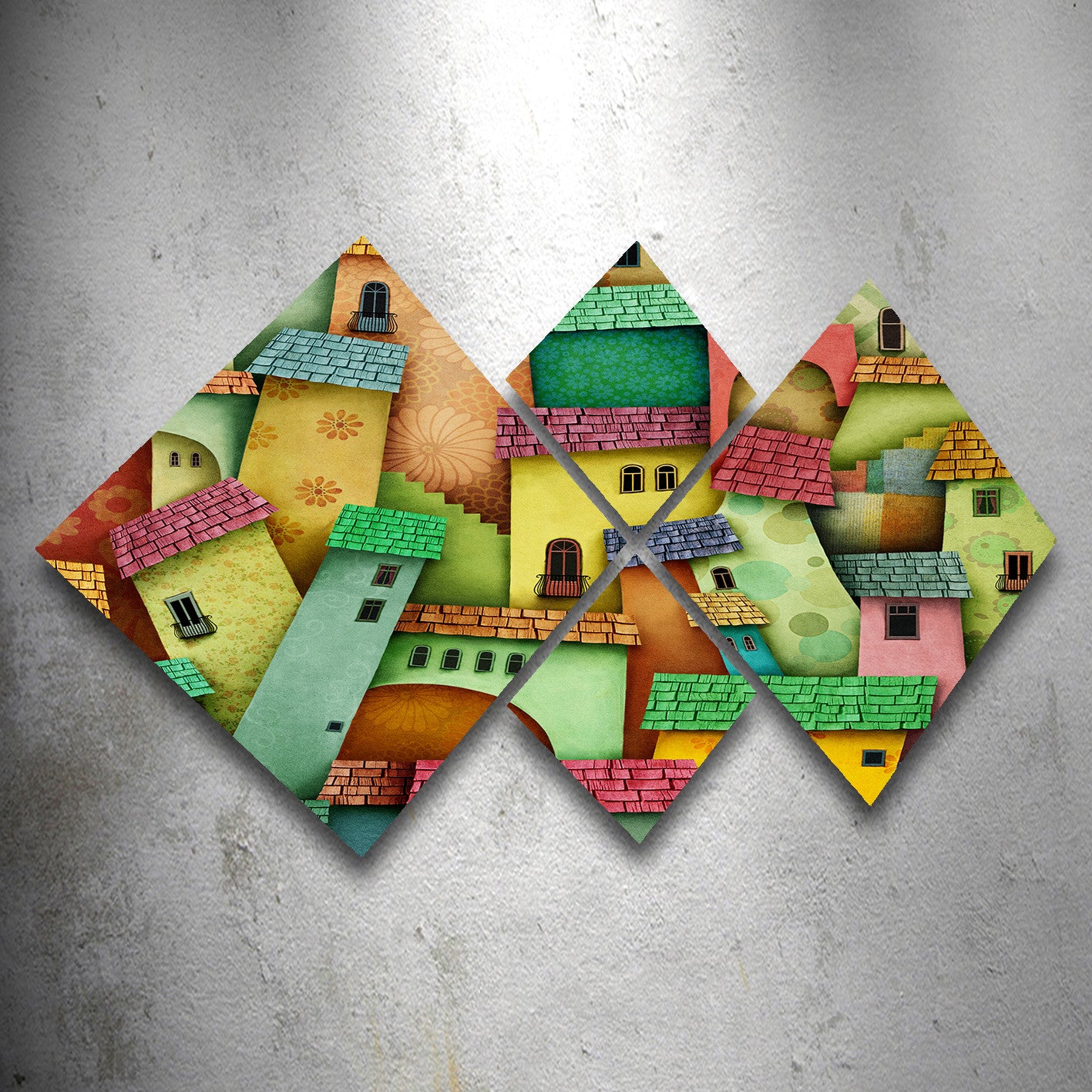 Conjunto Decorativo MDF Multicolor 4 Peças - Impressão UV Premium para Parede