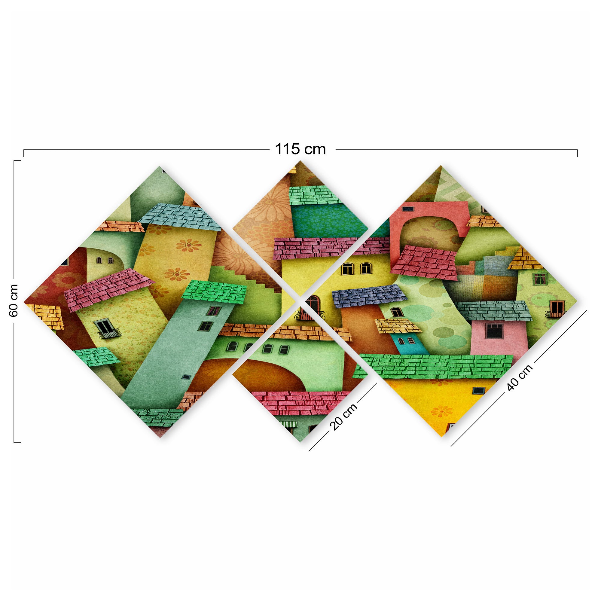 Conjunto Decorativo MDF Multicolor 4 Peças - Impressão UV Premium para Parede