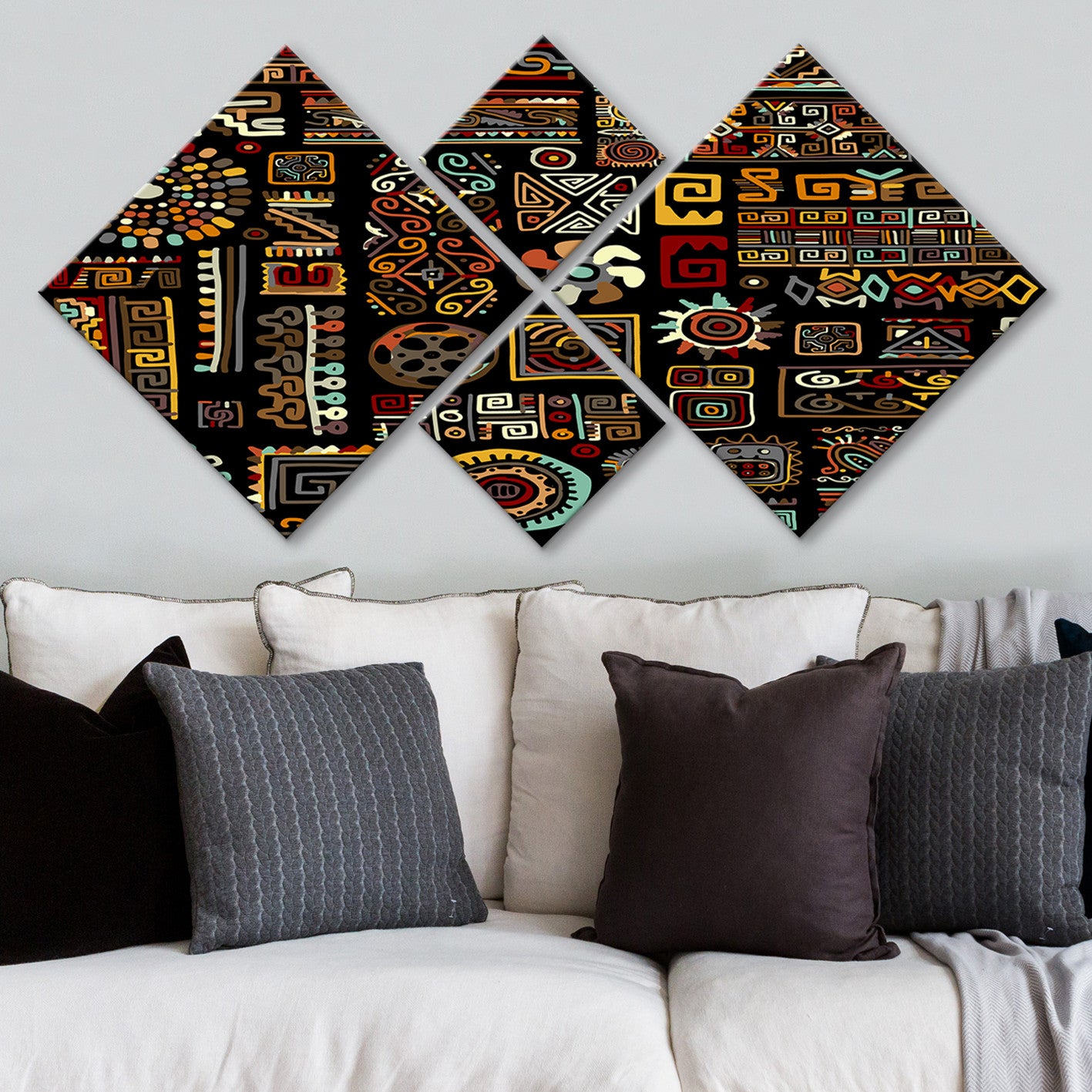 Conjunto Decorativo MDF Multicolor 4 Peças - Impressão UV Premium para Parede