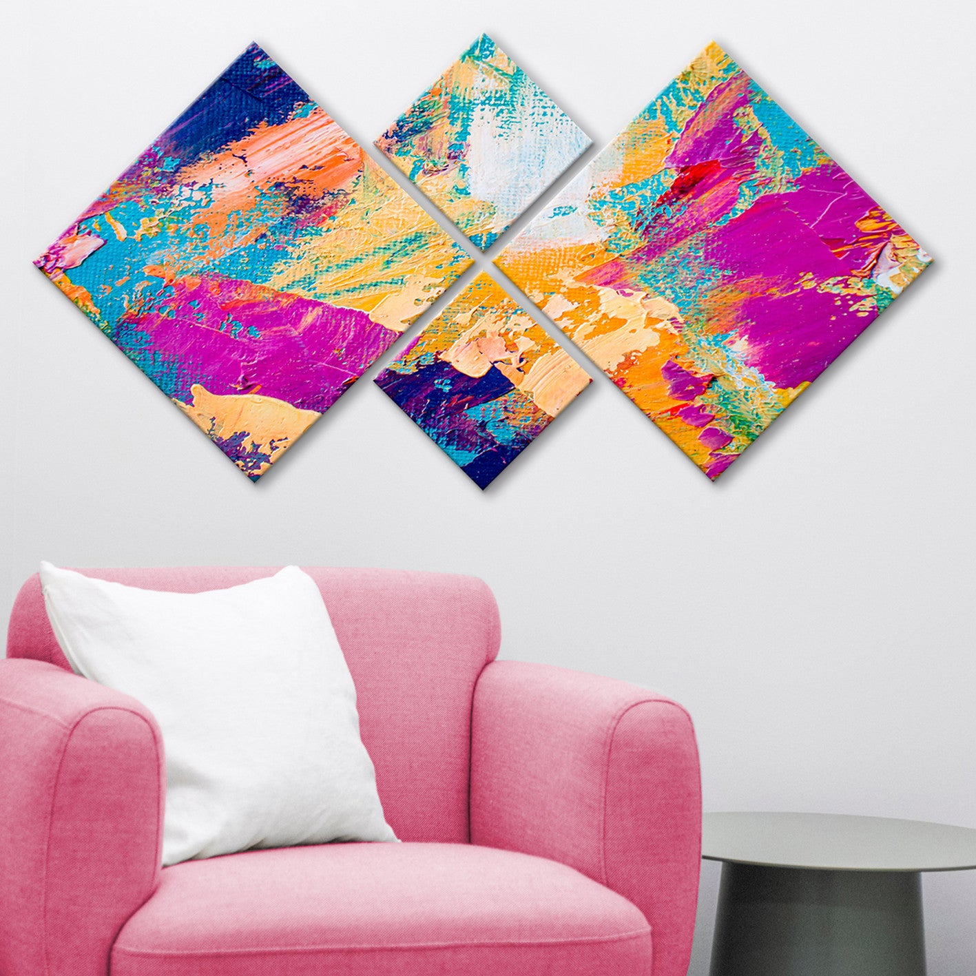 Conjunto Decorativo MDF Multicolor 4 Peças - Impressão UV Premium para Parede