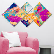 Conjunto Decorativo MDF Multicolor 4 Peças - Impressão UV Premium para Parede