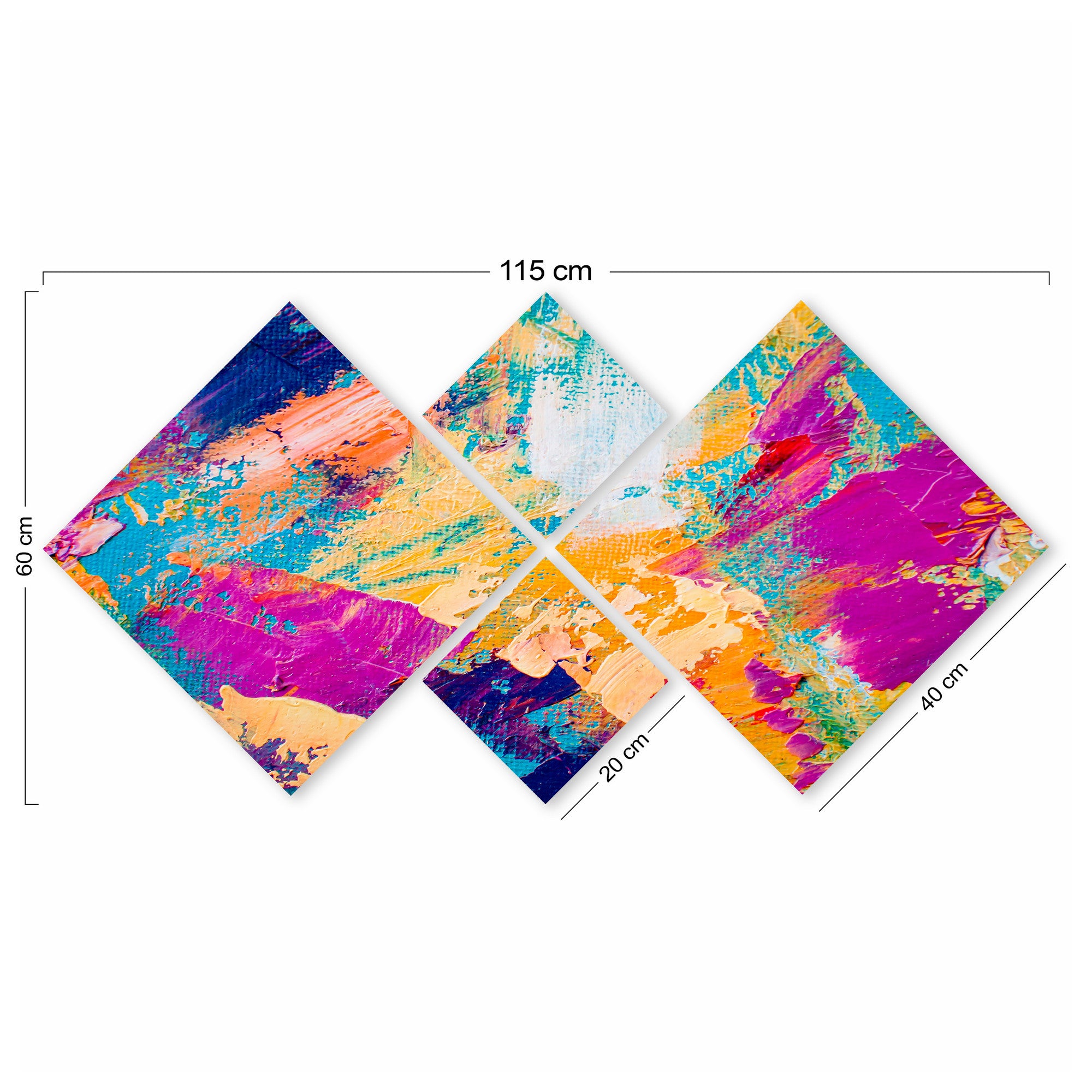 Conjunto Decorativo MDF Multicolor 4 Peças - Impressão UV Premium para Parede