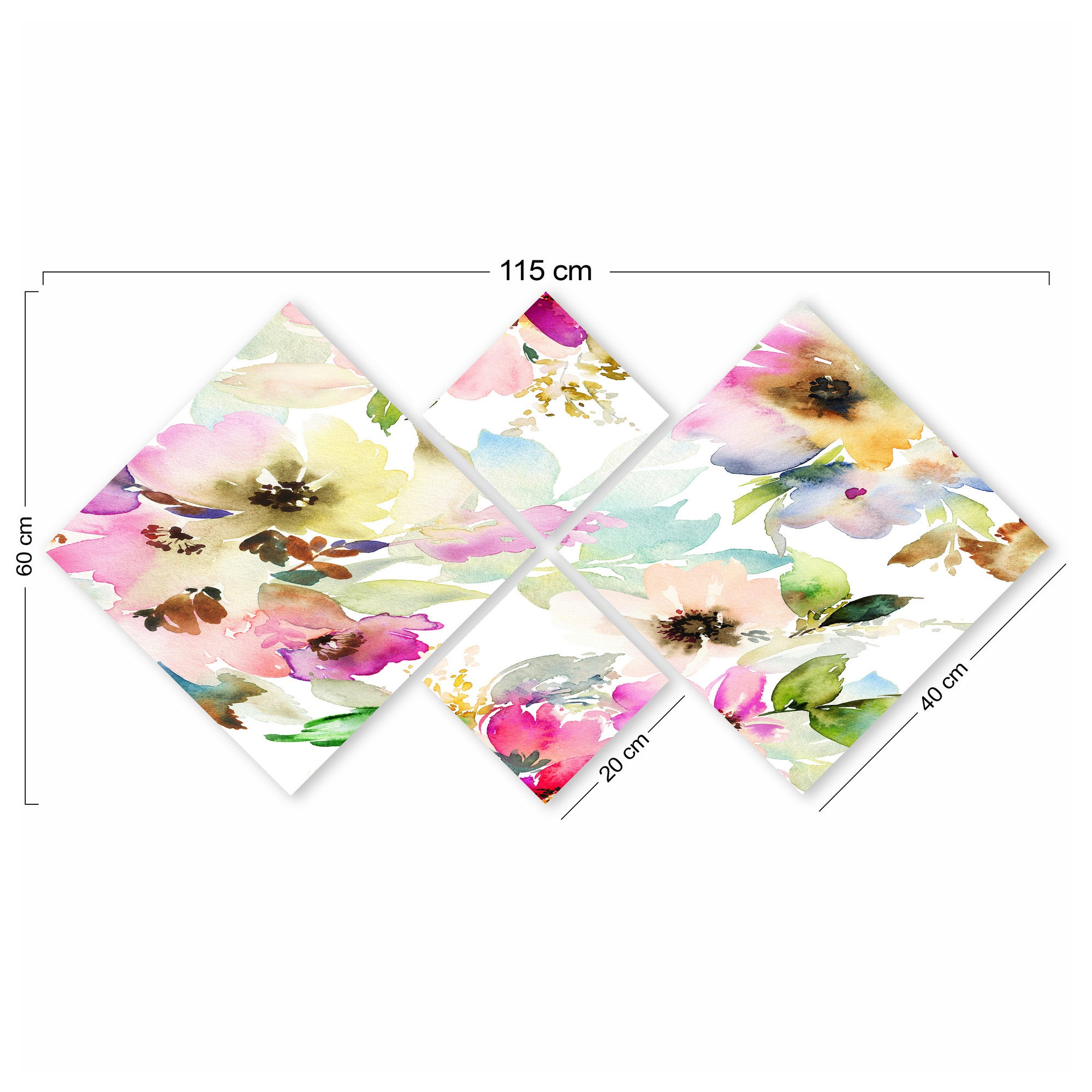 Conjunto Decorativo MDF Multicolor 4 Peças - Impressão UV Premium para Parede