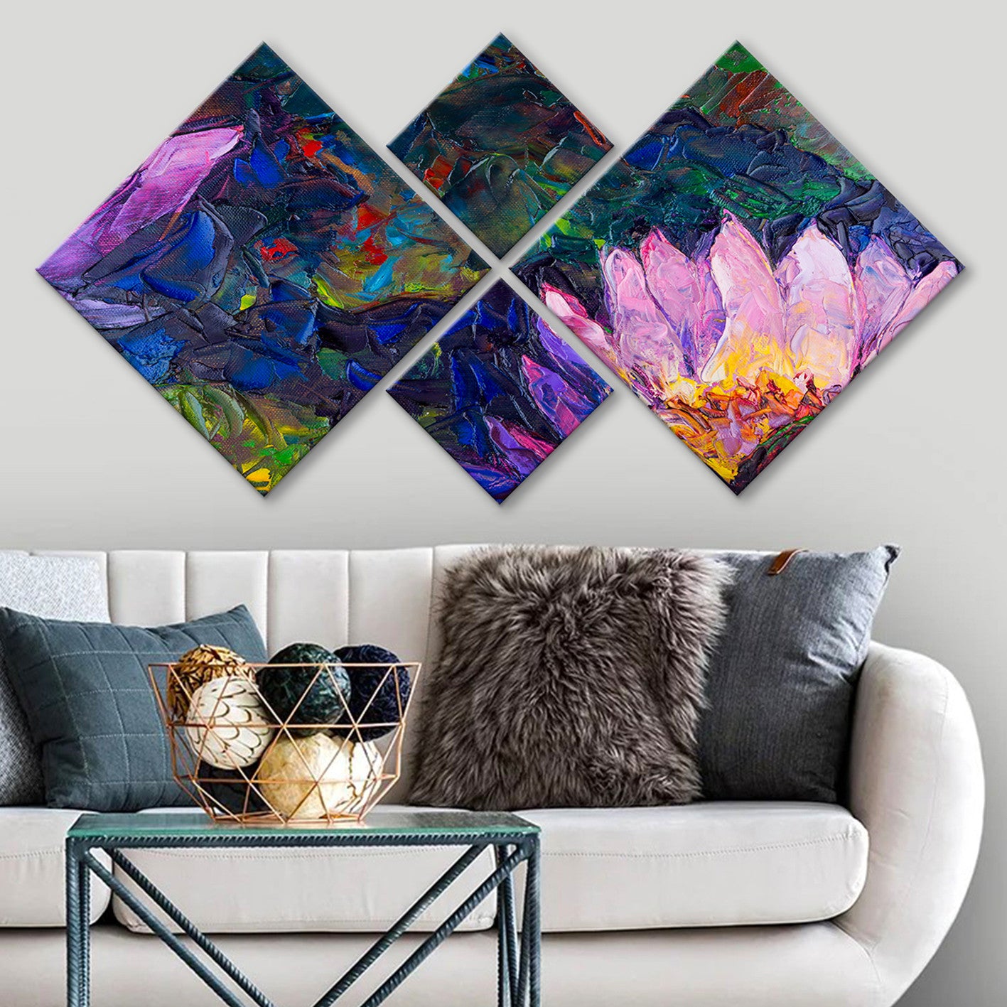 Conjunto Decorativo MDF Multicolor 4 Peças - Impressão UV Premium para Parede