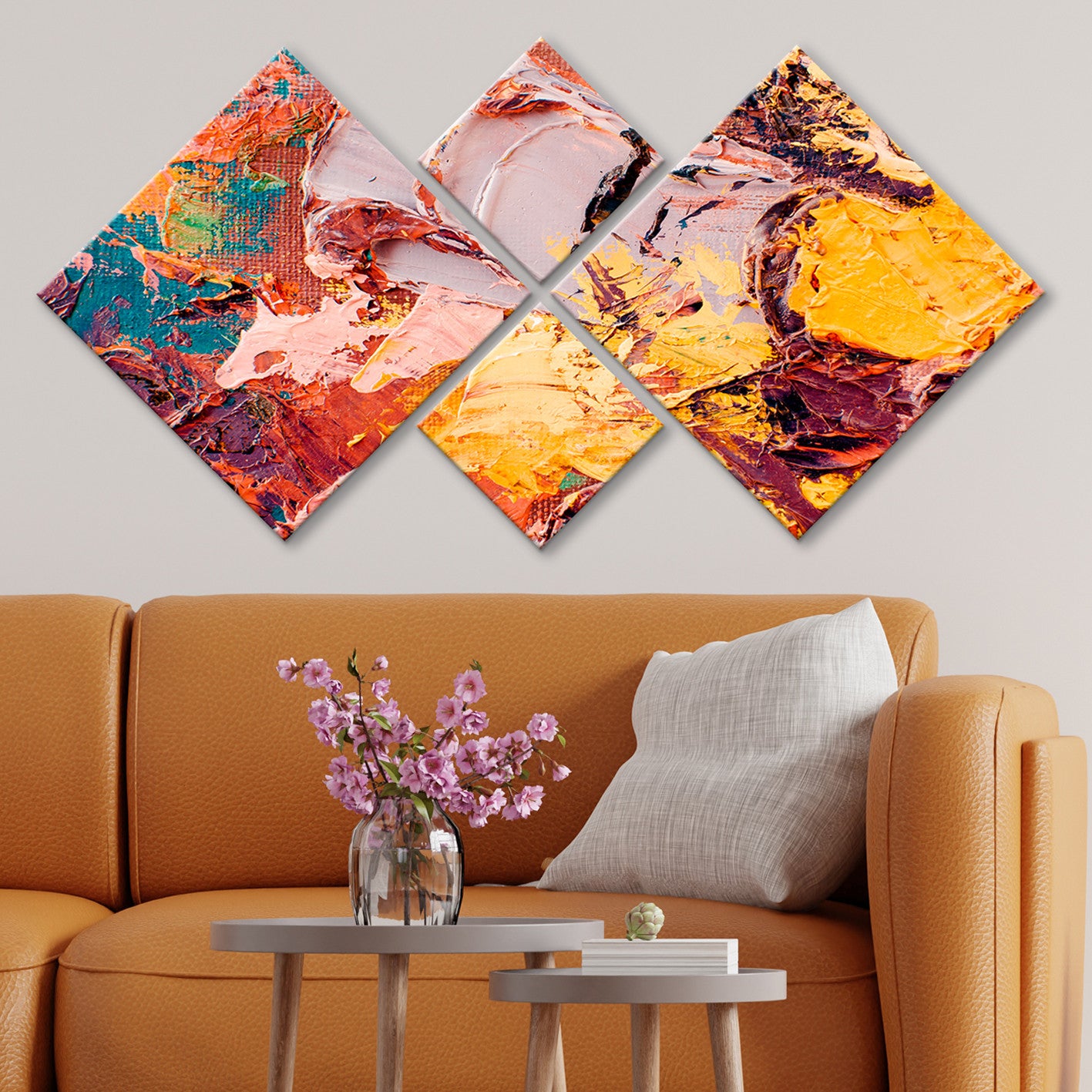 Conjunto Decorativo MDF Multicolor 4 Peças - Impressão UV Premium para Parede