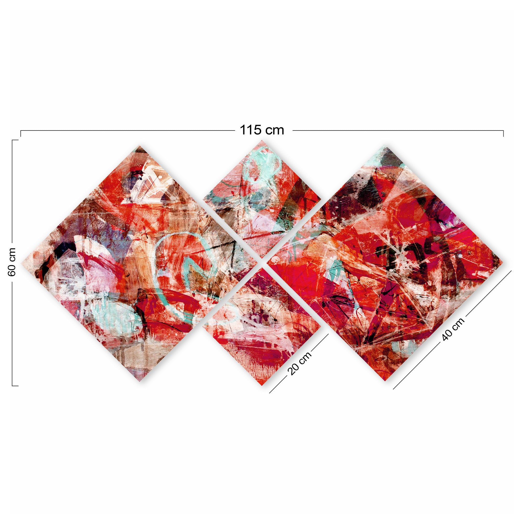 Conjunto Decorativo MDF Multicolor 4 Peças - Impressão UV Premium para Parede