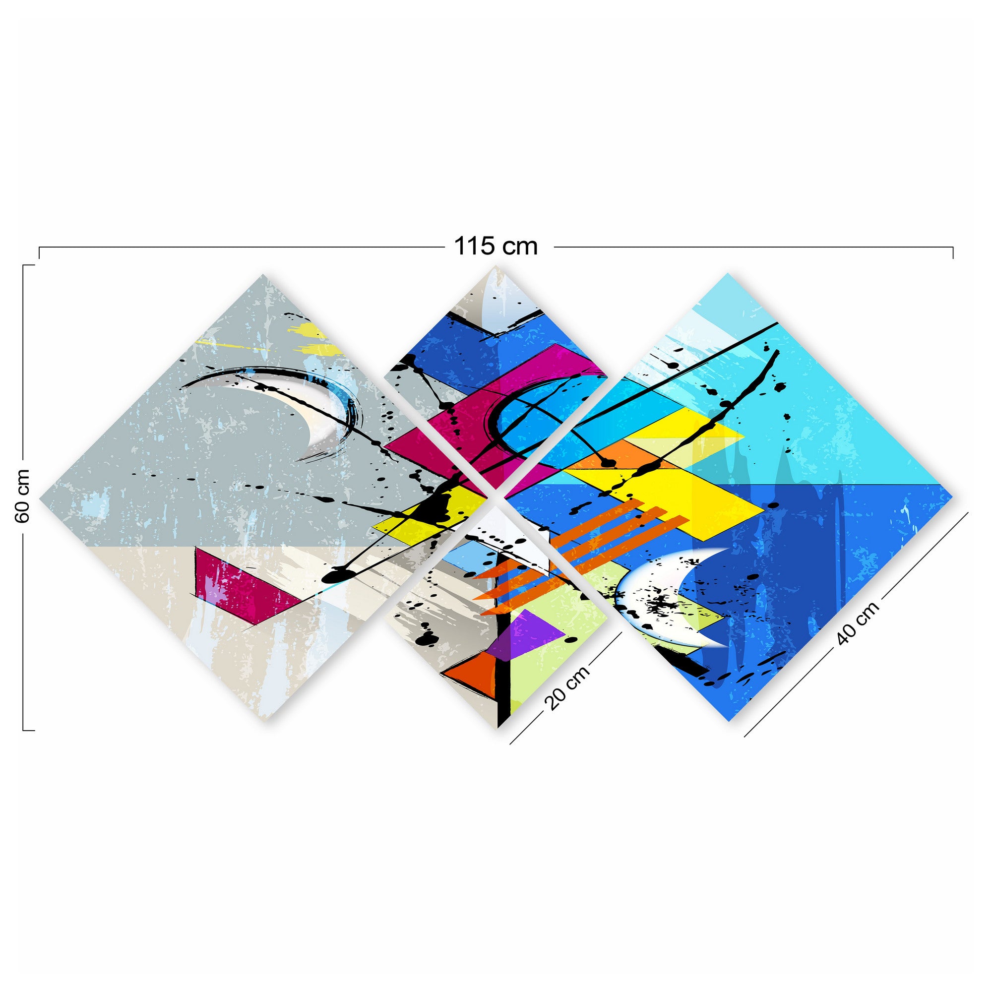 Conjunto Decorativo MDF Multicolor 4 Peças - Impressão UV Premium para Parede