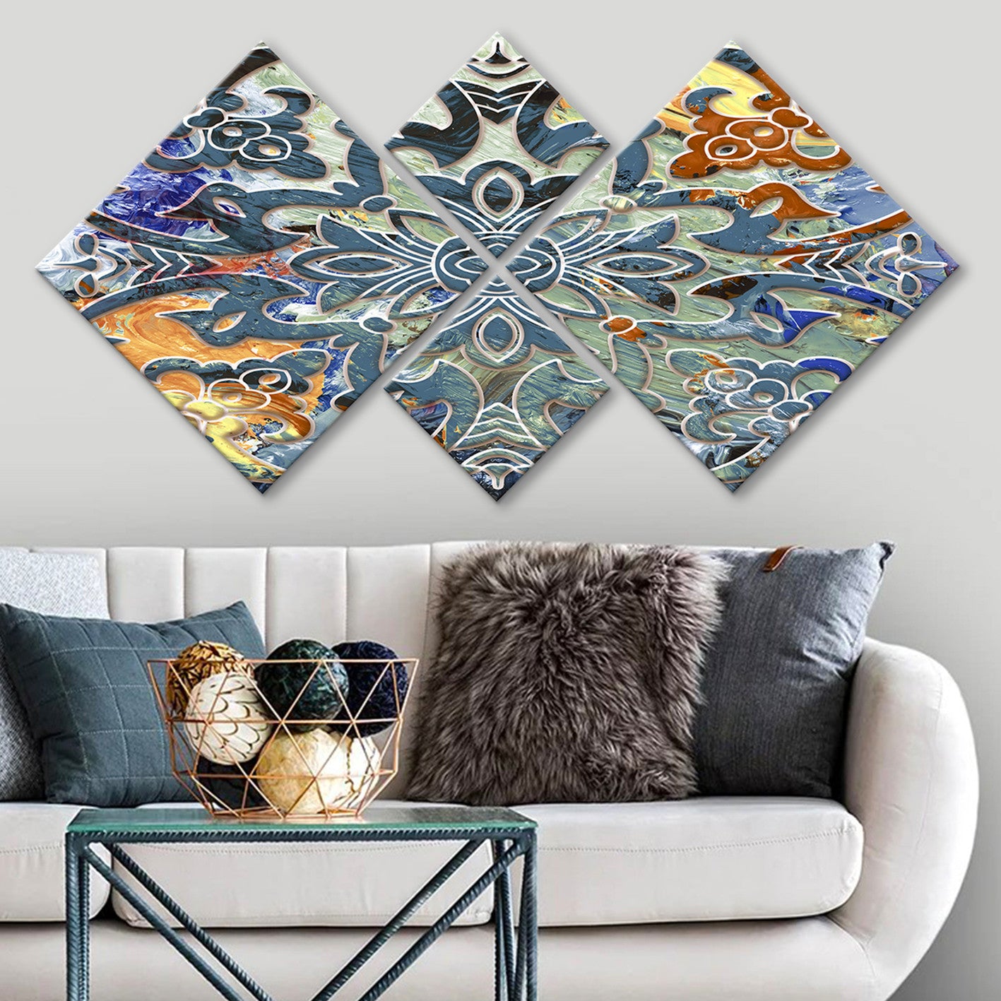 Conjunto Decorativo MDF Multicolor 4 Peças - Impressão UV Premium para Parede