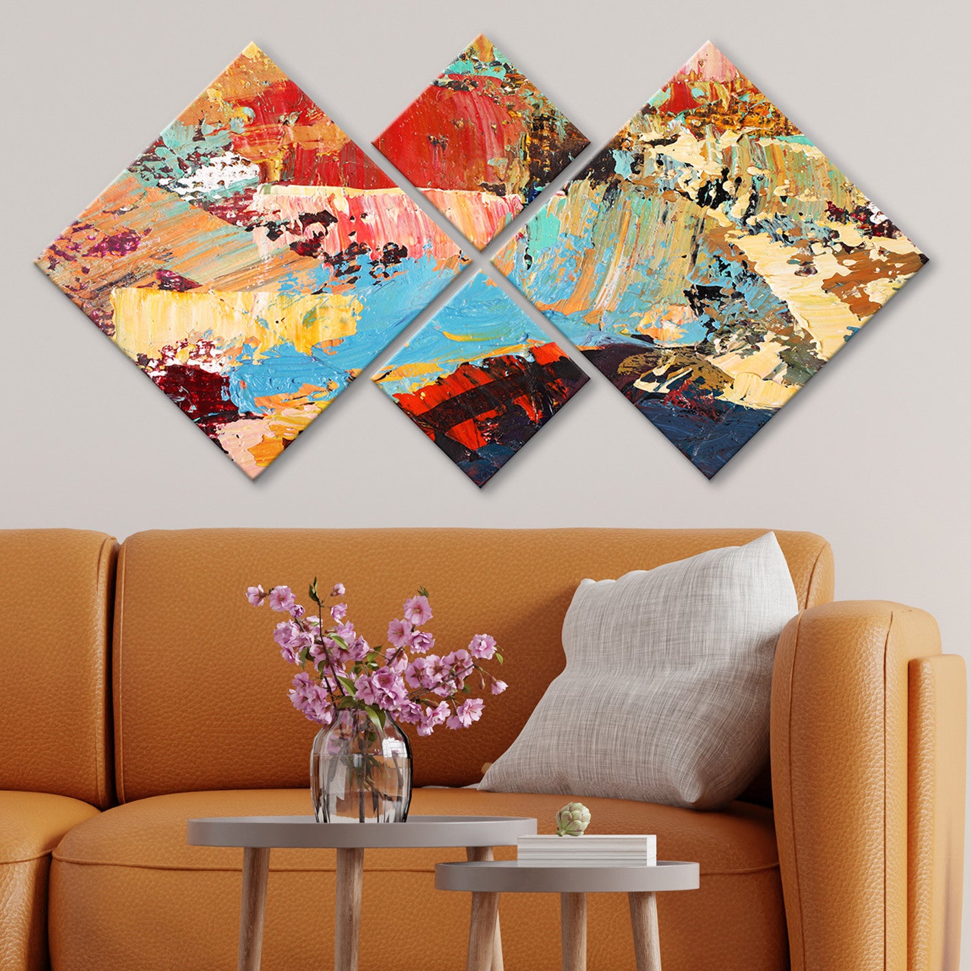 Conjunto Decorativo MDF Multicolor 4 Peças - Impressão UV Premium para Parede