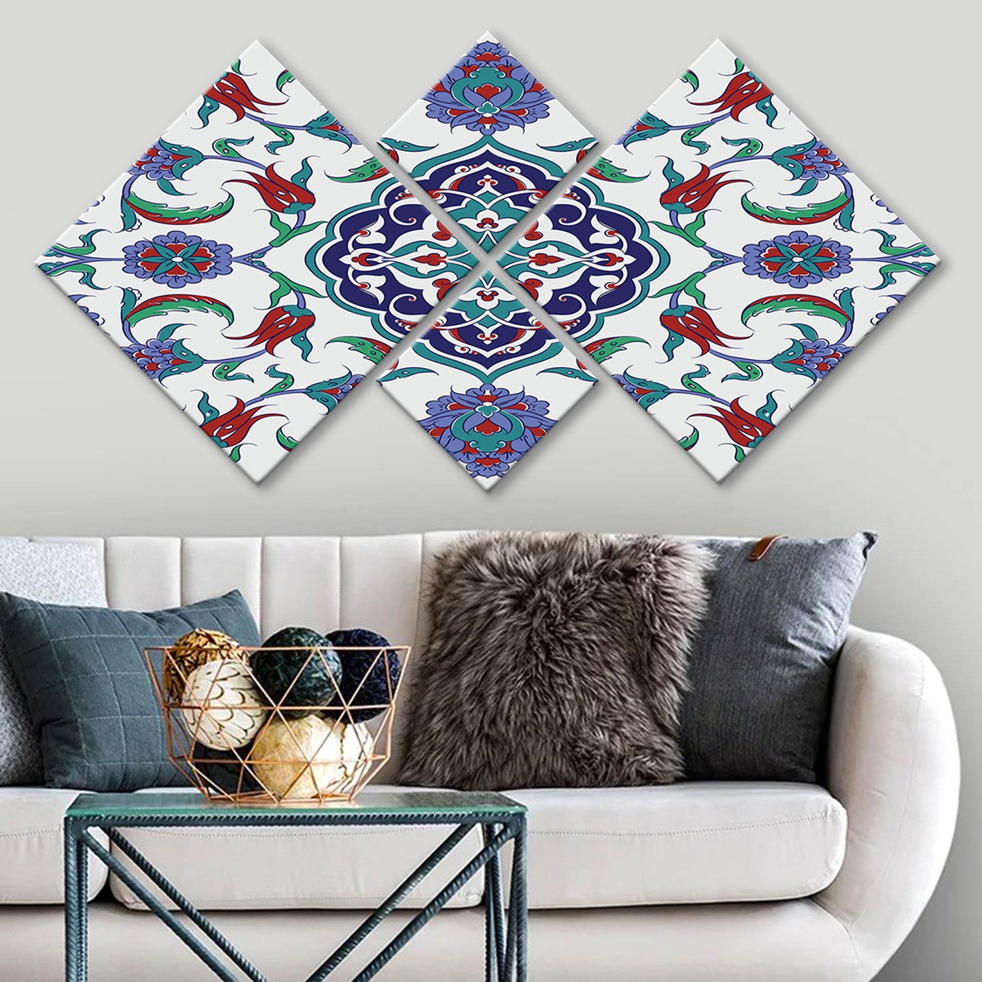 Conjunto Decorativo MDF Multicolor 4 Peças - Impressão UV Premium 60x115cm