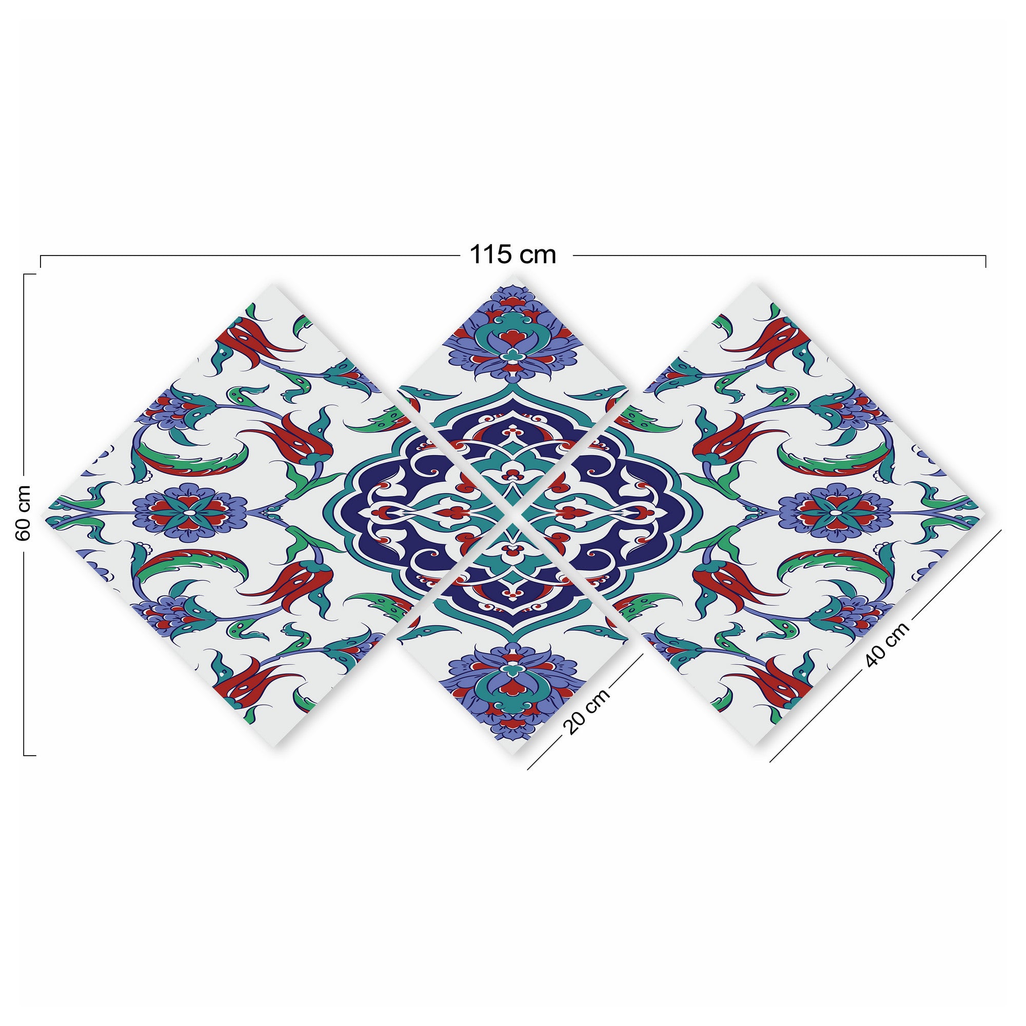 Conjunto Decorativo MDF Multicolor 4 Peças - Impressão UV Premium 60x115cm