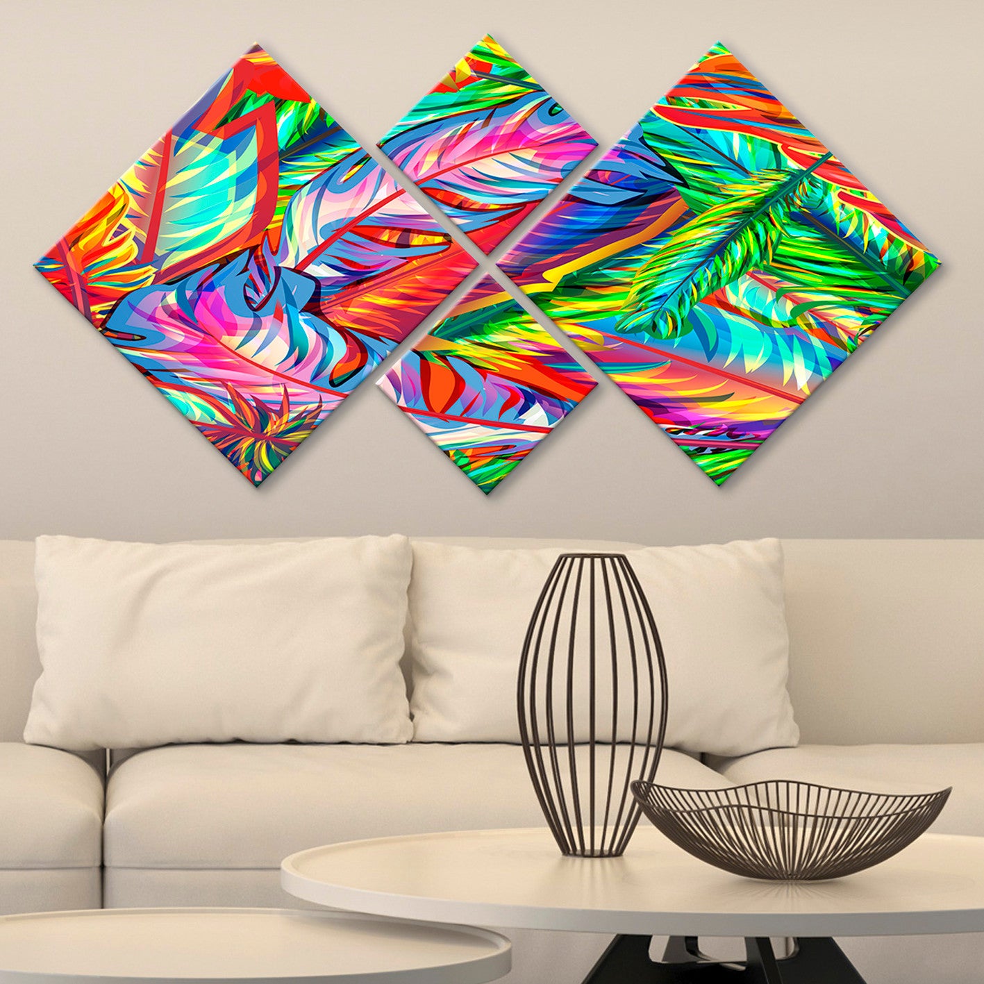 Conjunto Decorativo MDF Multicolor 4 Peças - Impressão UV Premium para Parede