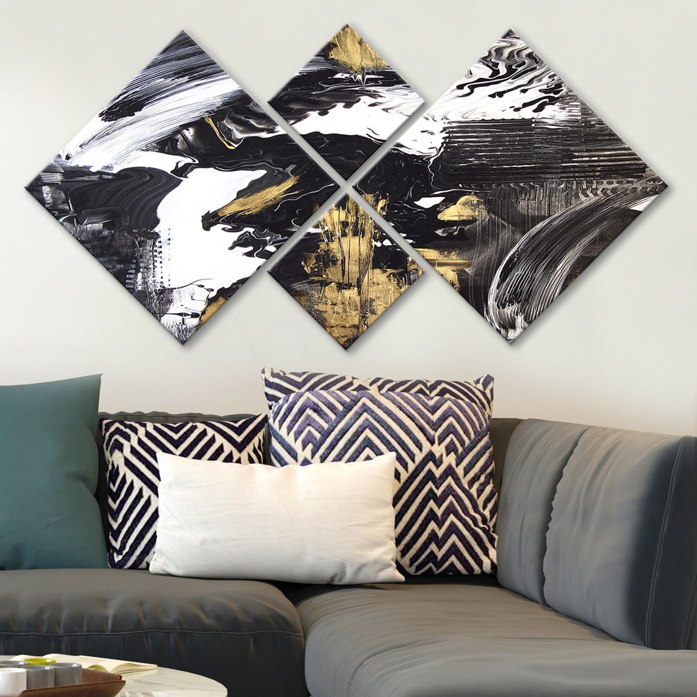 Conjunto Decorativo MDF Multicolor 4 Peças - Impressão UV Premium para Parede