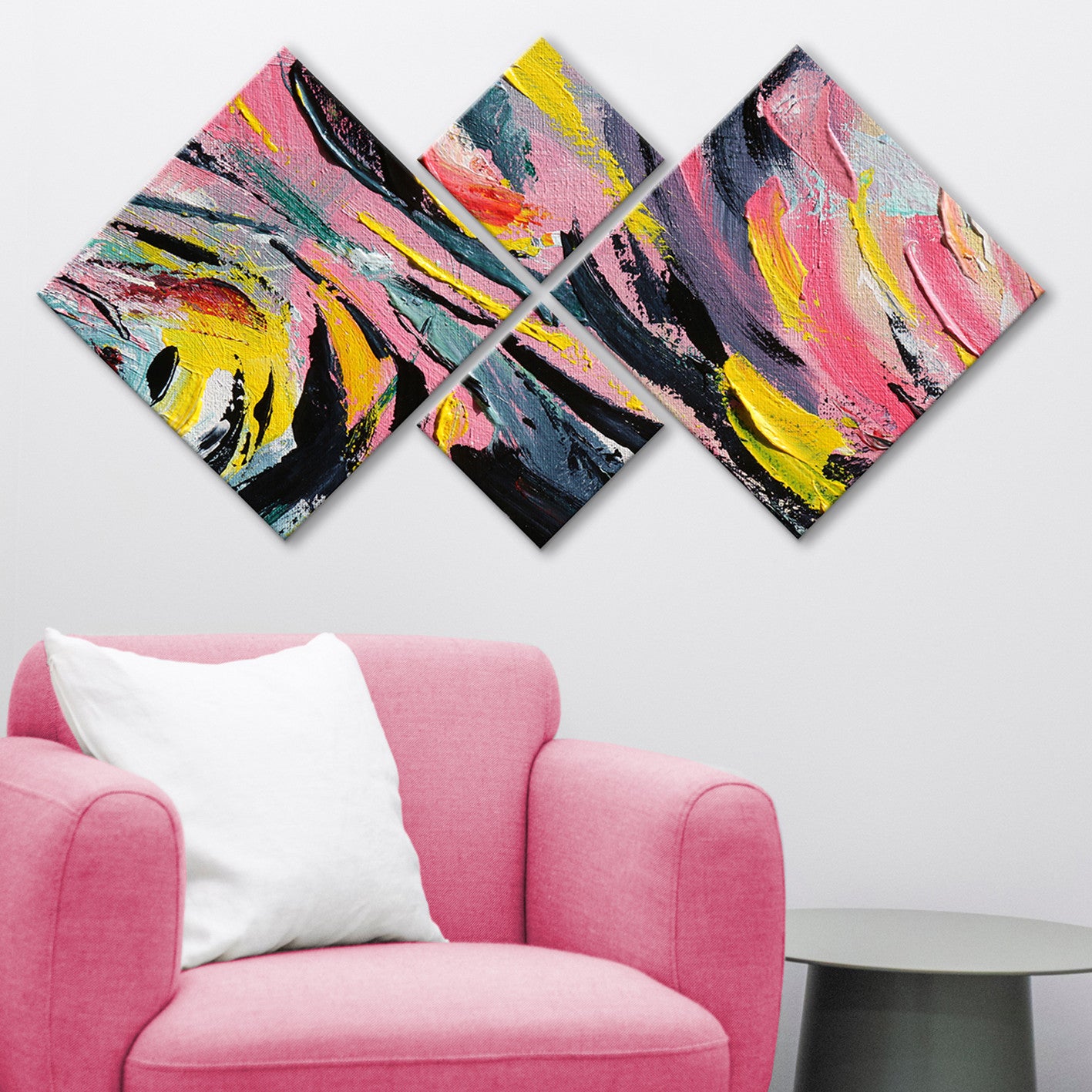 Conjunto Decorativo MDF Multicolor 4 Peças - Impressão UV Premium para Parede