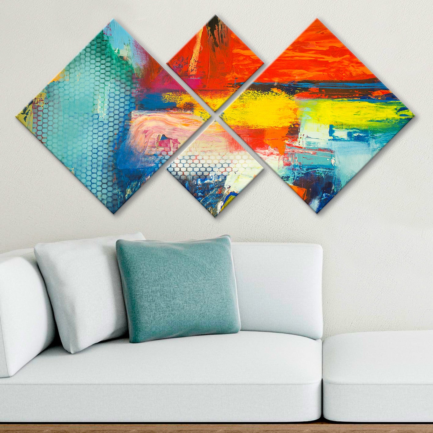 Conjunto Decorativo MDF Multicolor 4 Peças - Impressão UV Premium para Parede