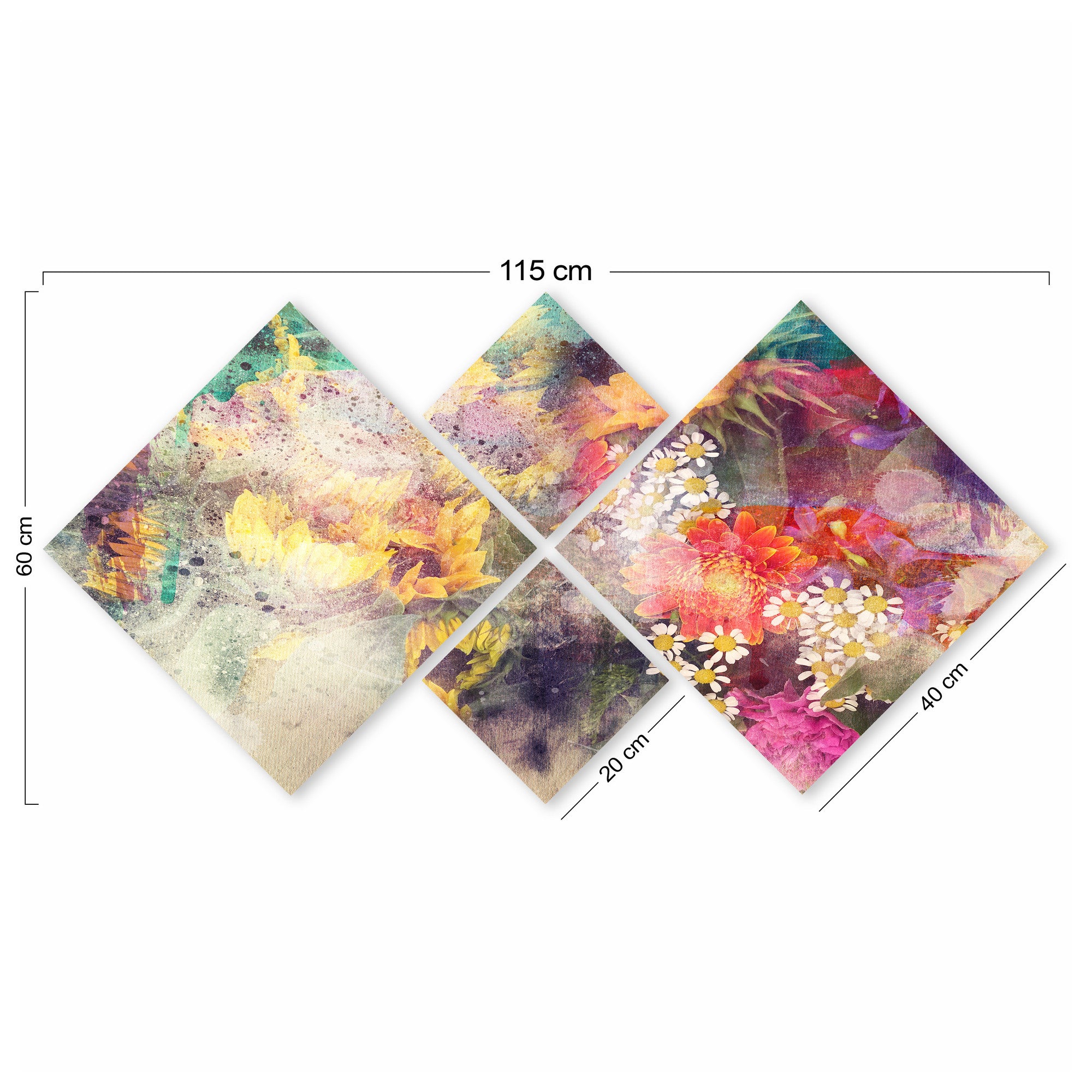 Conjunto Decorativo MDF Multicolor 4 Peças - Impressão UV Premium para Parede