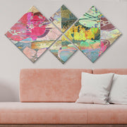 Conjunto Decorativo MDF Multicolor 4 Peças - Impressão UV Premium para Parede