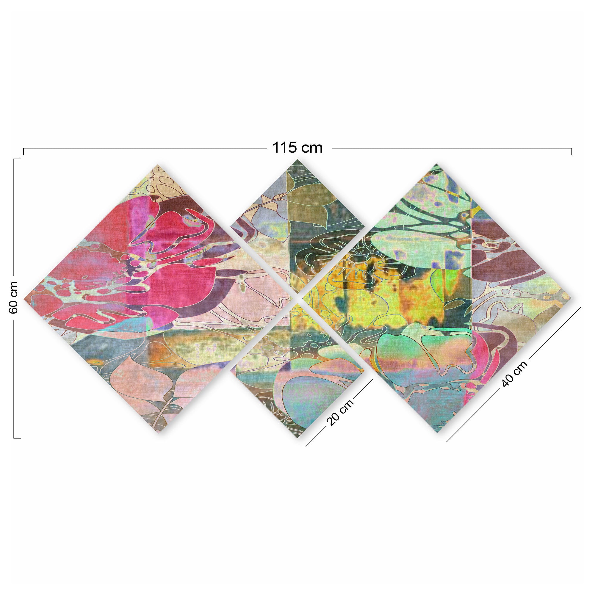 Conjunto Decorativo MDF Multicolor 4 Peças - Impressão UV Premium para Parede