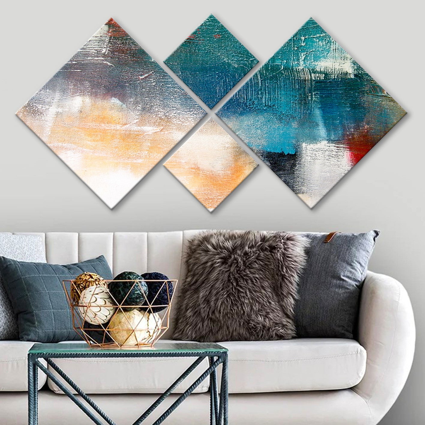 Conjunto Decorativo MDF Multicolor 4 Peças - Impressão UV Premium para Parede