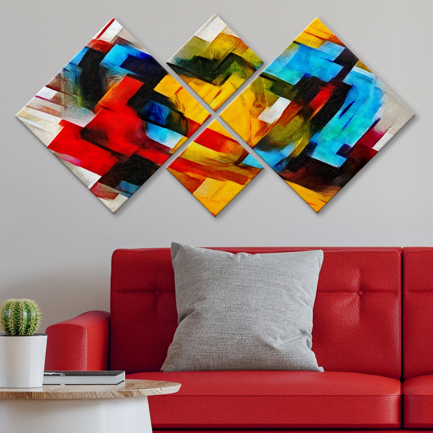 Conjunto Decorativo MDF Multicolor 4 Peças - Impressão UV Premium para Parede