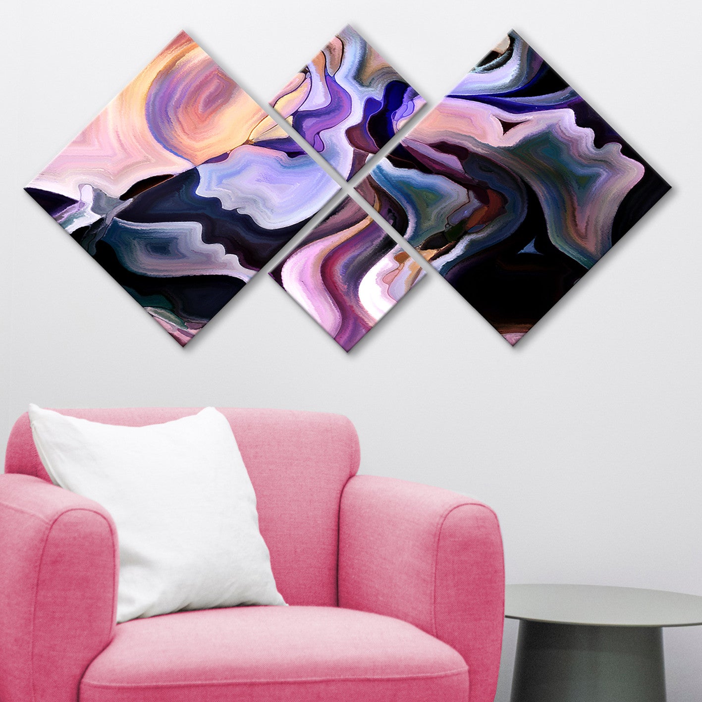 Conjunto Decorativo MDF Multicolor 4 Peças - Impressão UV Premium para Parede