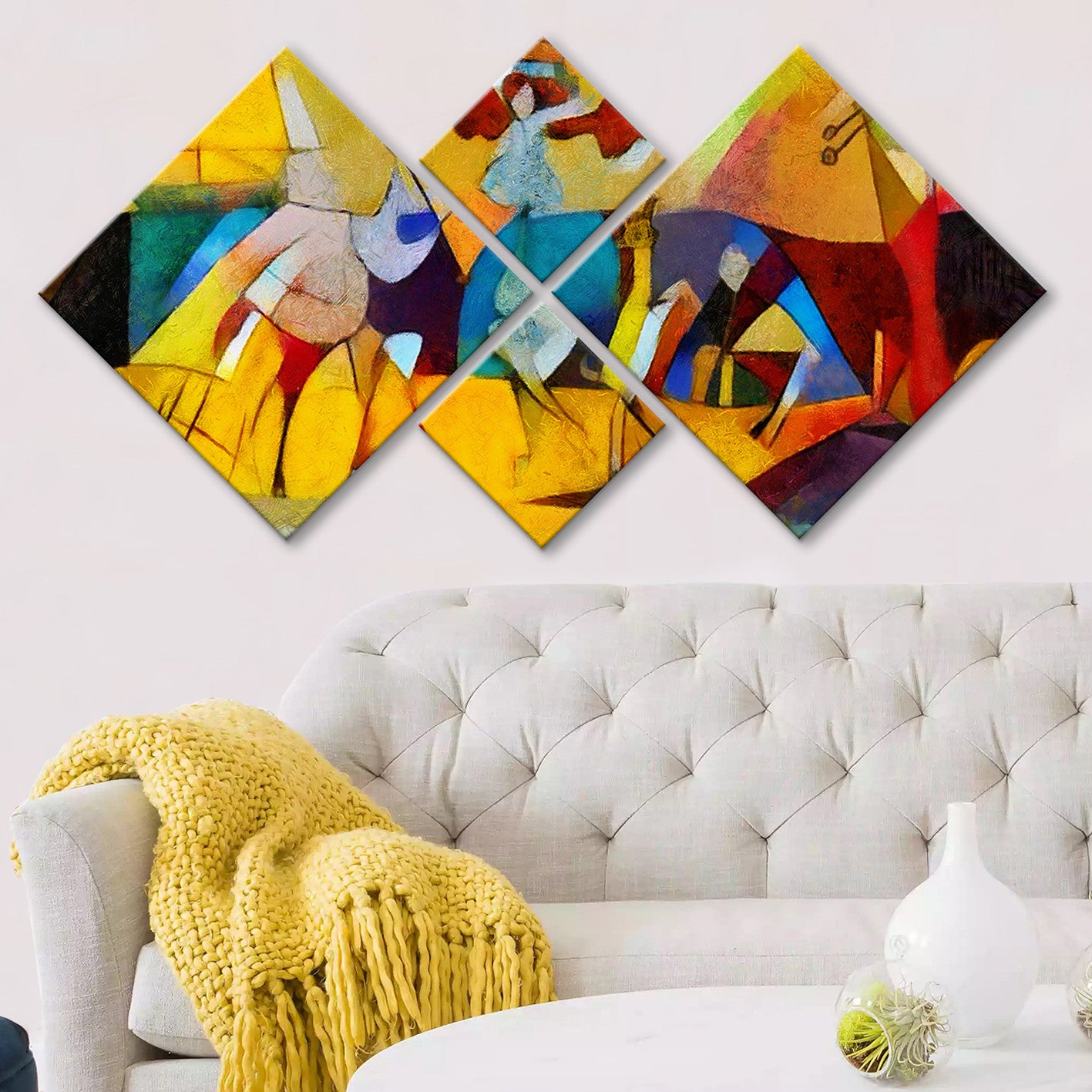 Conjunto Decorativo MDF Multicolor 4 Peças - Impressão UV Premium para Parede