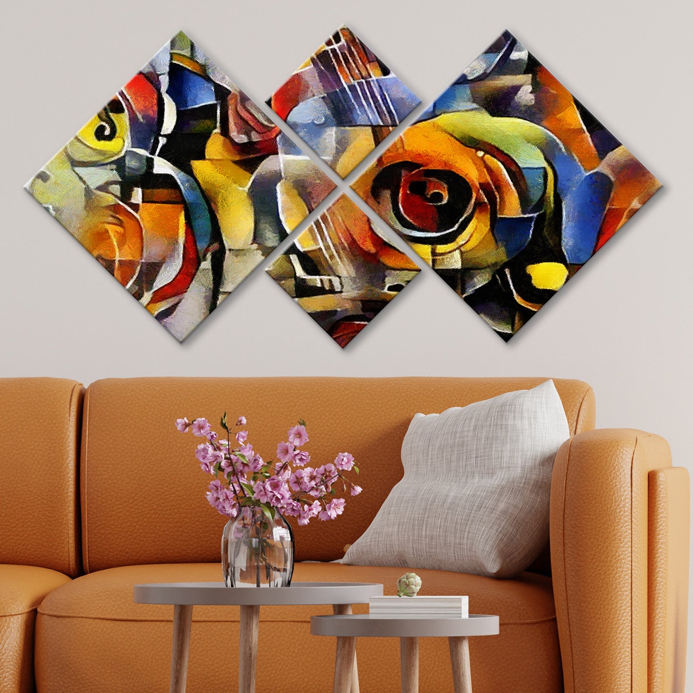 Conjunto Decorativo MDF Multicolor 4 Peças - Impressão UV Premium para Parede