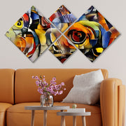 Conjunto Decorativo MDF Multicolor 4 Peças - Impressão UV Premium para Parede