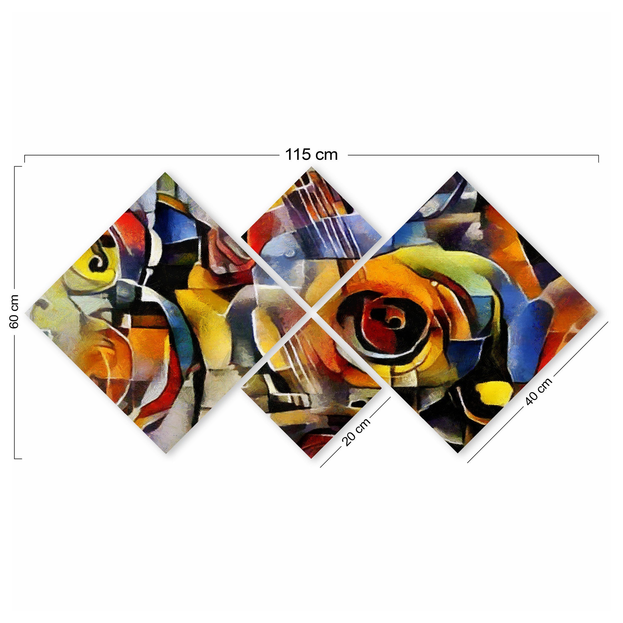 Conjunto Decorativo MDF Multicolor 4 Peças - Impressão UV Premium para Parede