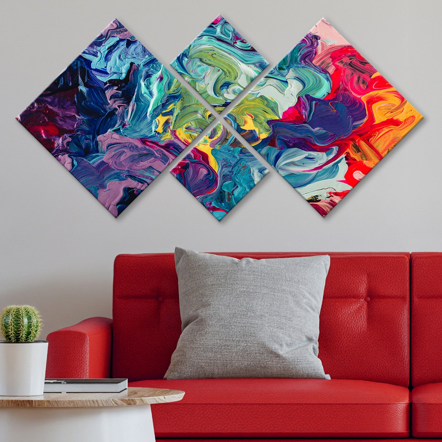 Conjunto Decorativo MDF Multicolor 4 Peças - Impressão UV Premium para Parede