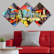 Conjunto Decorativo MDF Multicolor 4 Peças - Impressão UV Premium para Parede