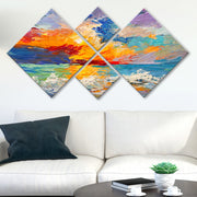 Conjunto Decorativo MDF Multicolor 4 Peças - Quadros Modernos para Parede 60x115cm