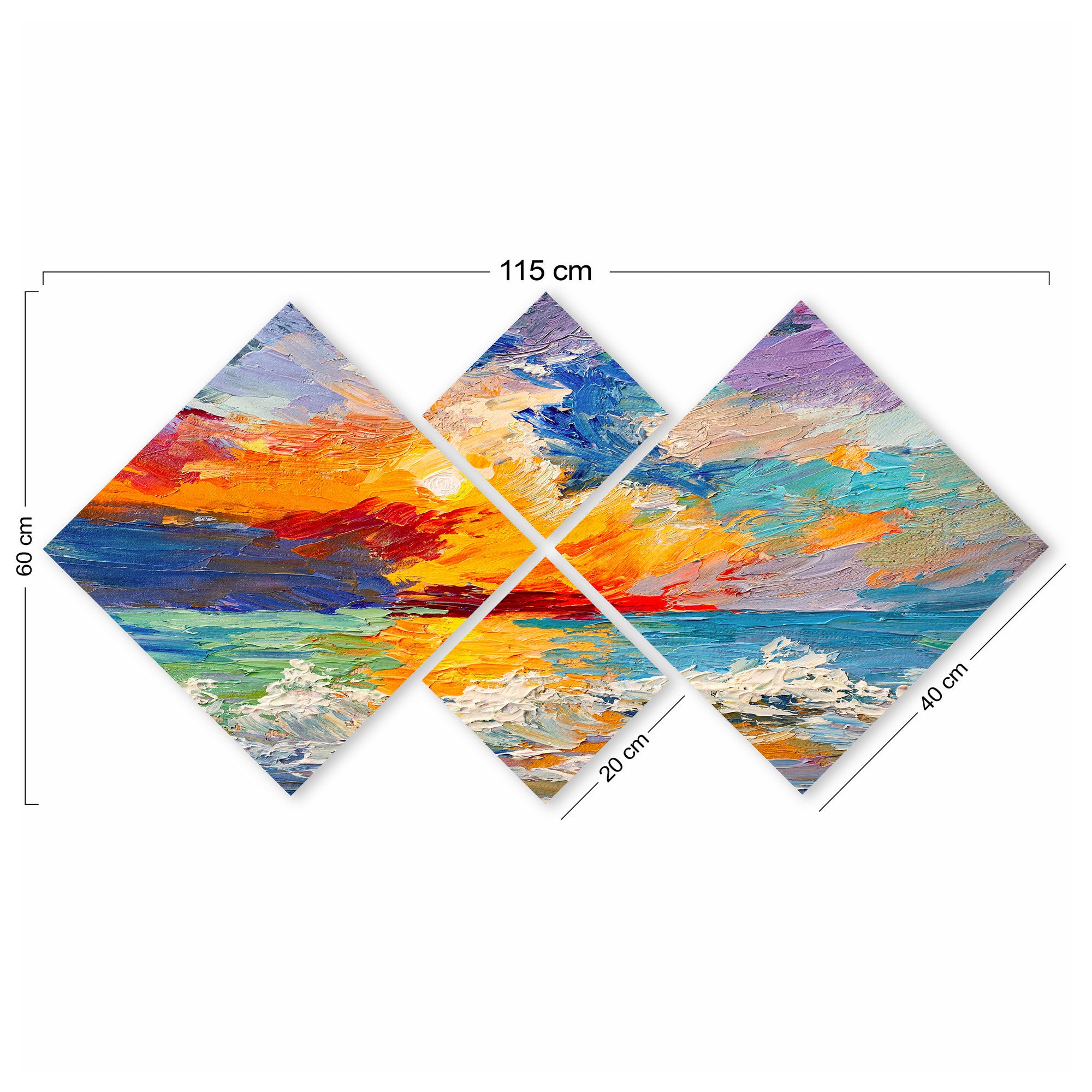 Conjunto Decorativo MDF Multicolor 4 Peças - Quadros Modernos para Parede 60x115cm