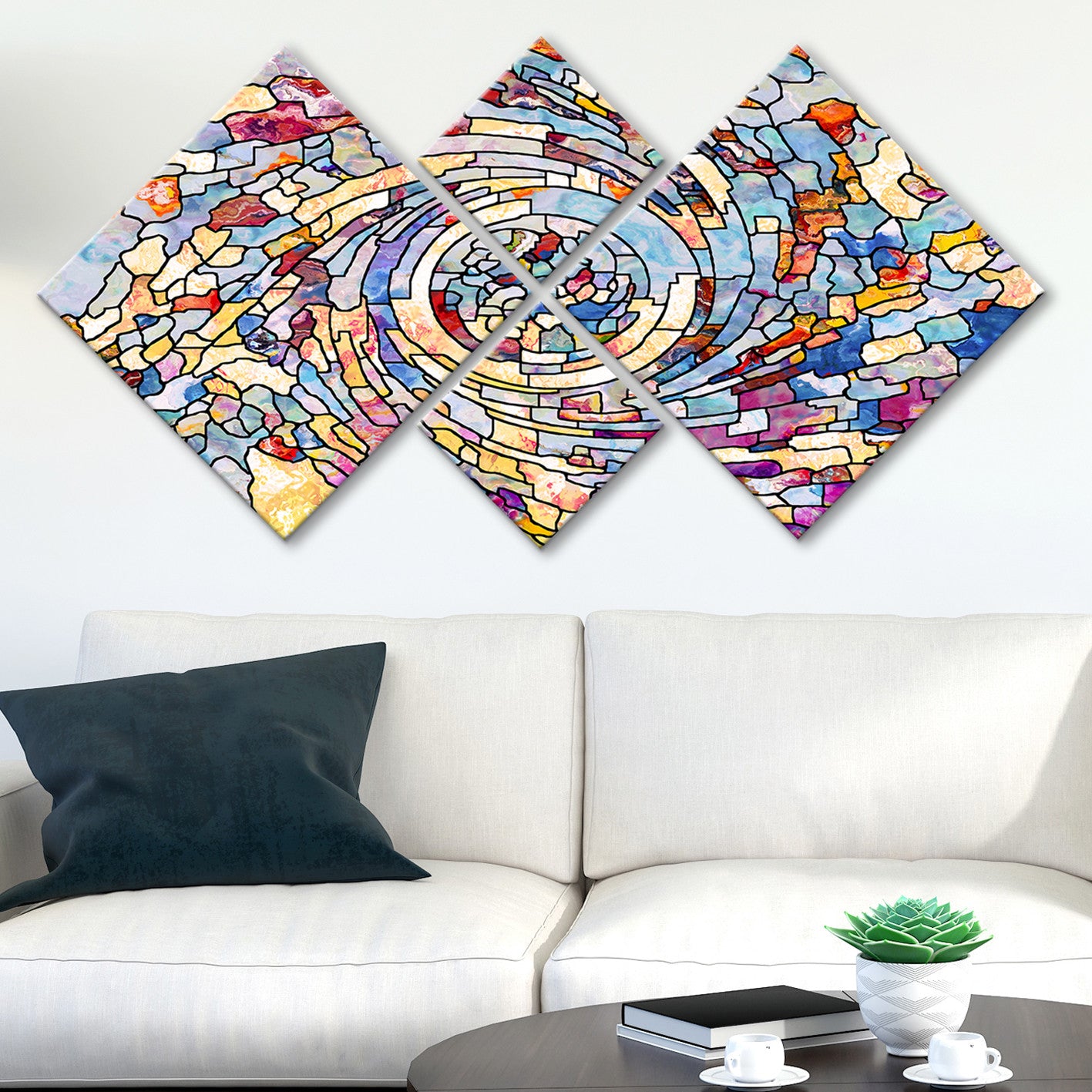 Conjunto Decorativo MDF Multicolor 4 Peças - Impressão UV Premium para Parede