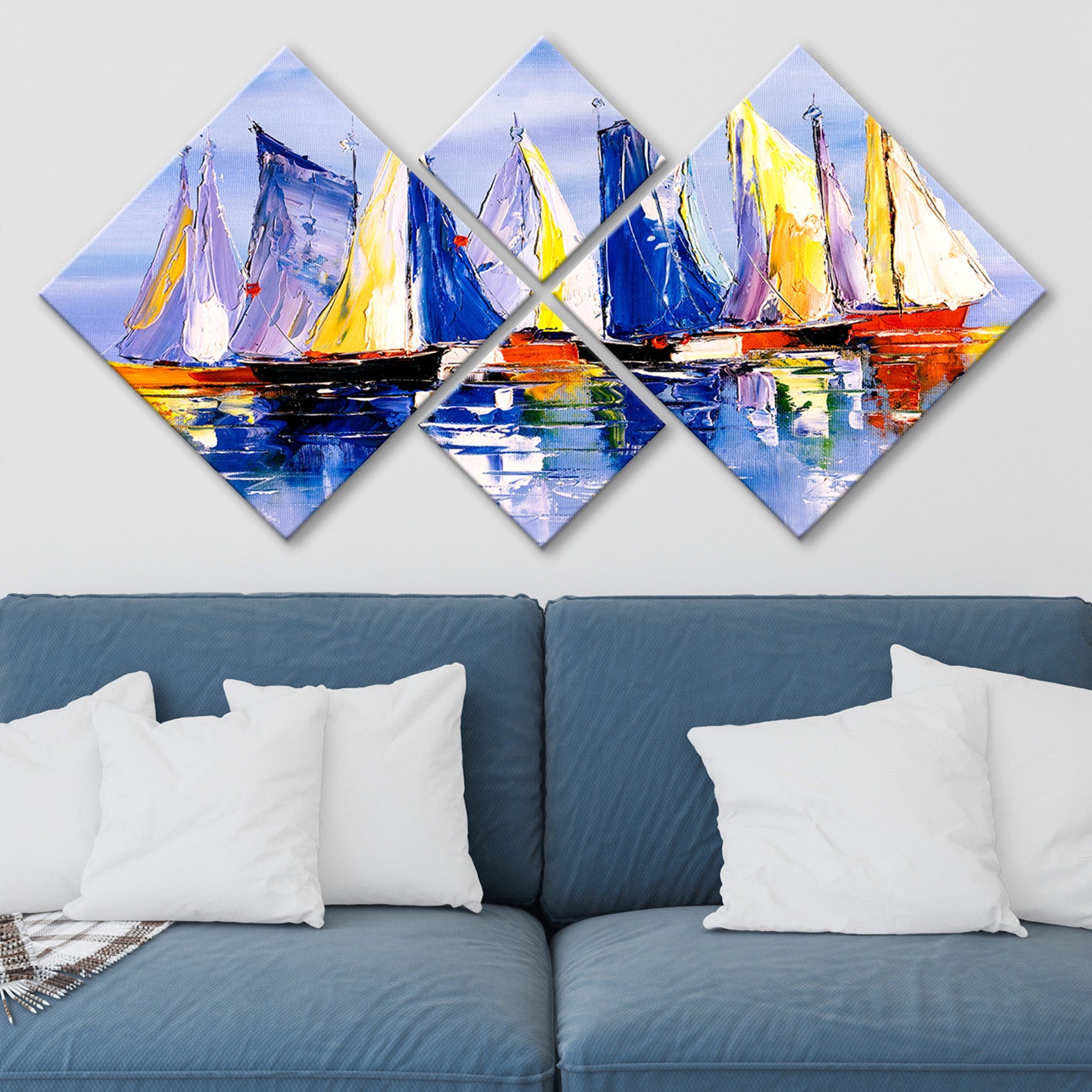 Conjunto Decorativo MDF Multicolor 4 Peças - Quadros Modernos para Parede 60x115cm