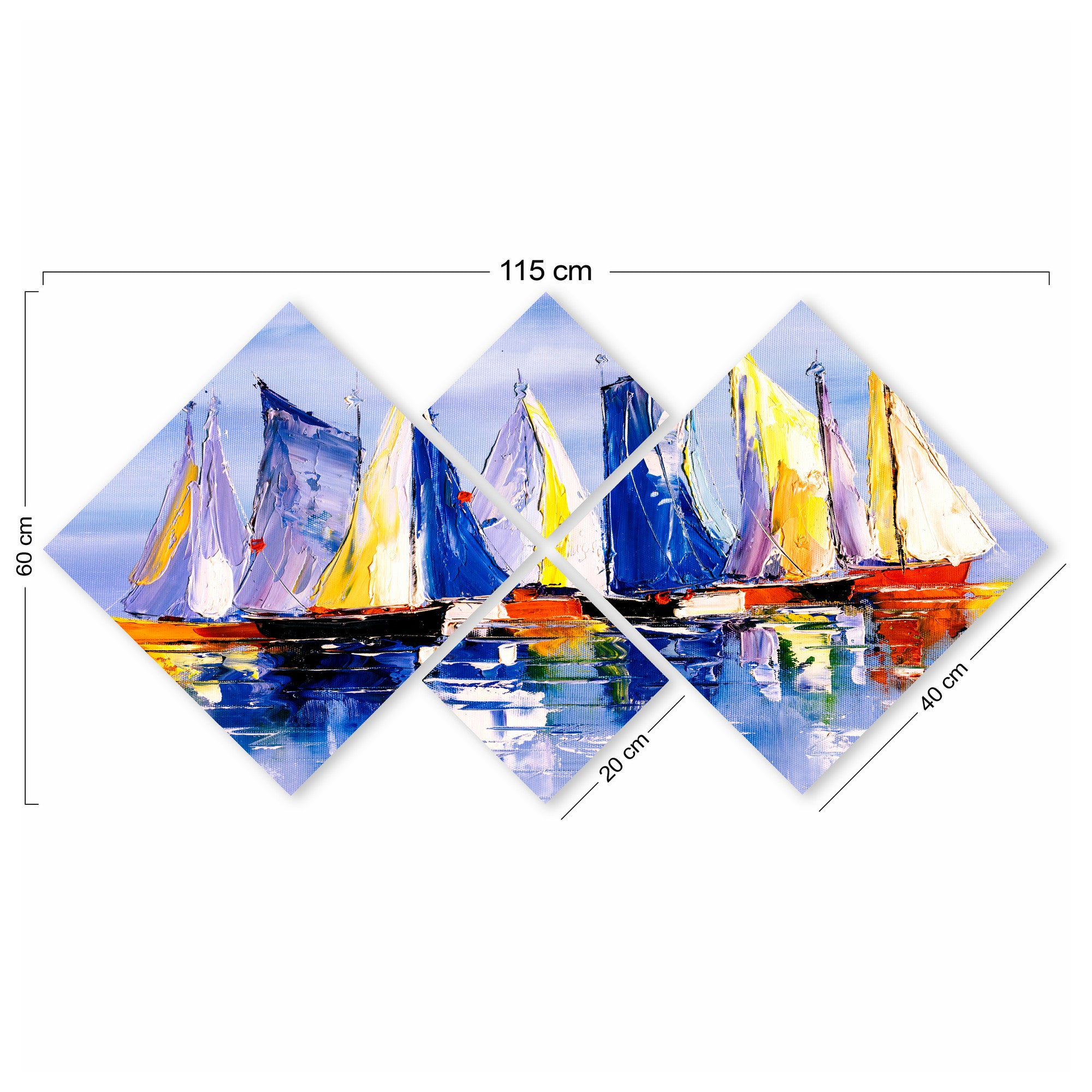 Conjunto Decorativo MDF Multicolor 4 Peças - Quadros Modernos para Parede 60x115cm