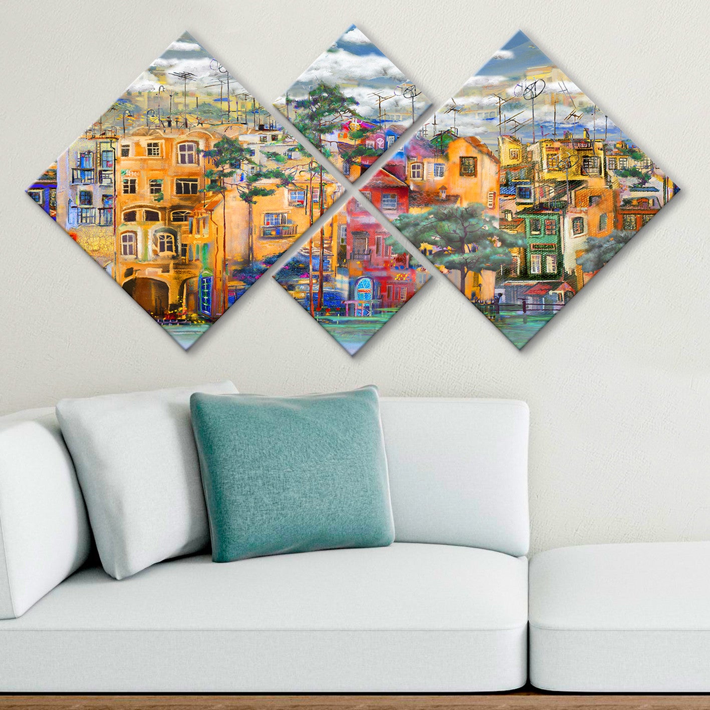 Conjunto Decorativo MDF Multicolor 4 Peças - Impressão UV Premium para Parede