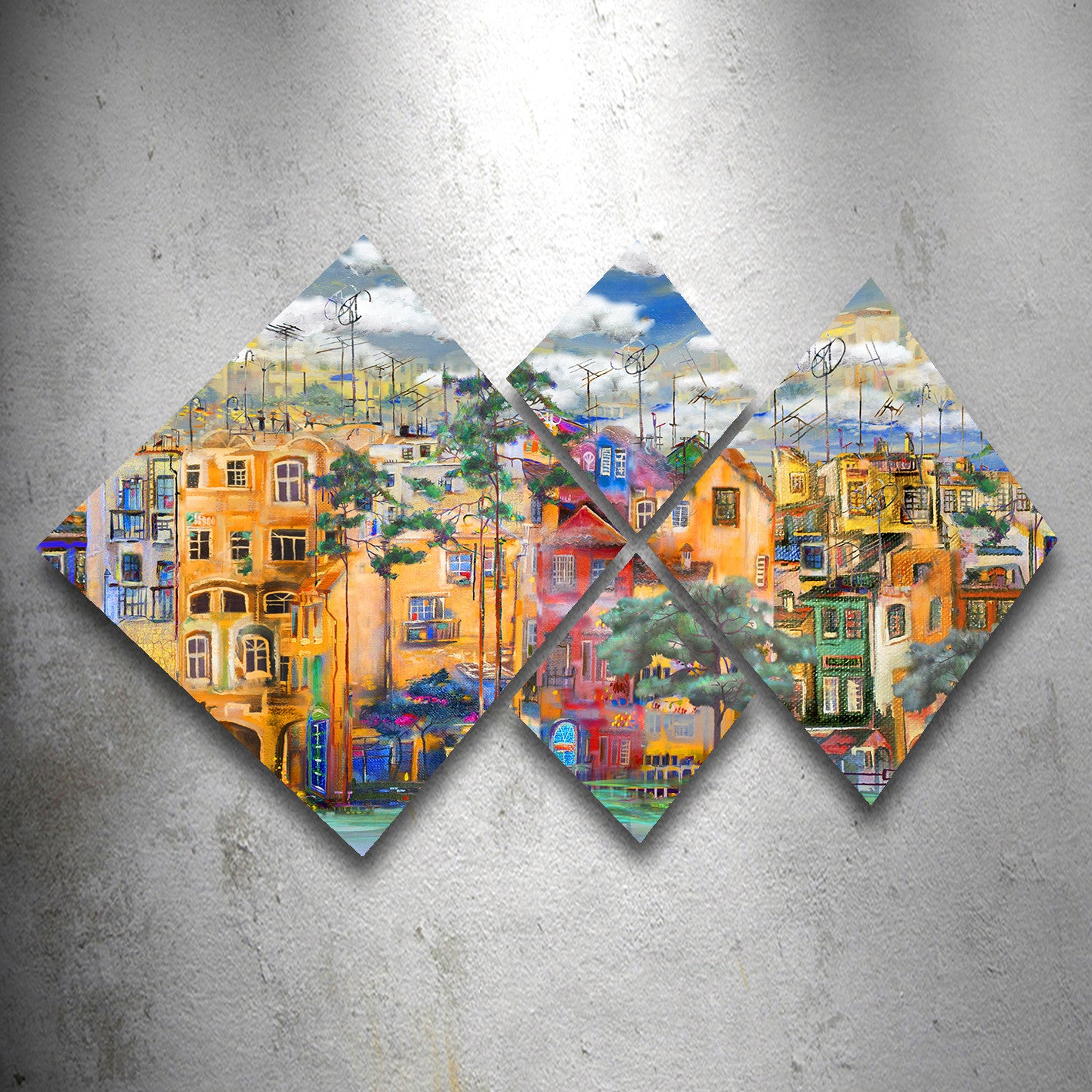 Conjunto Decorativo MDF Multicolor 4 Peças - Impressão UV Premium para Parede