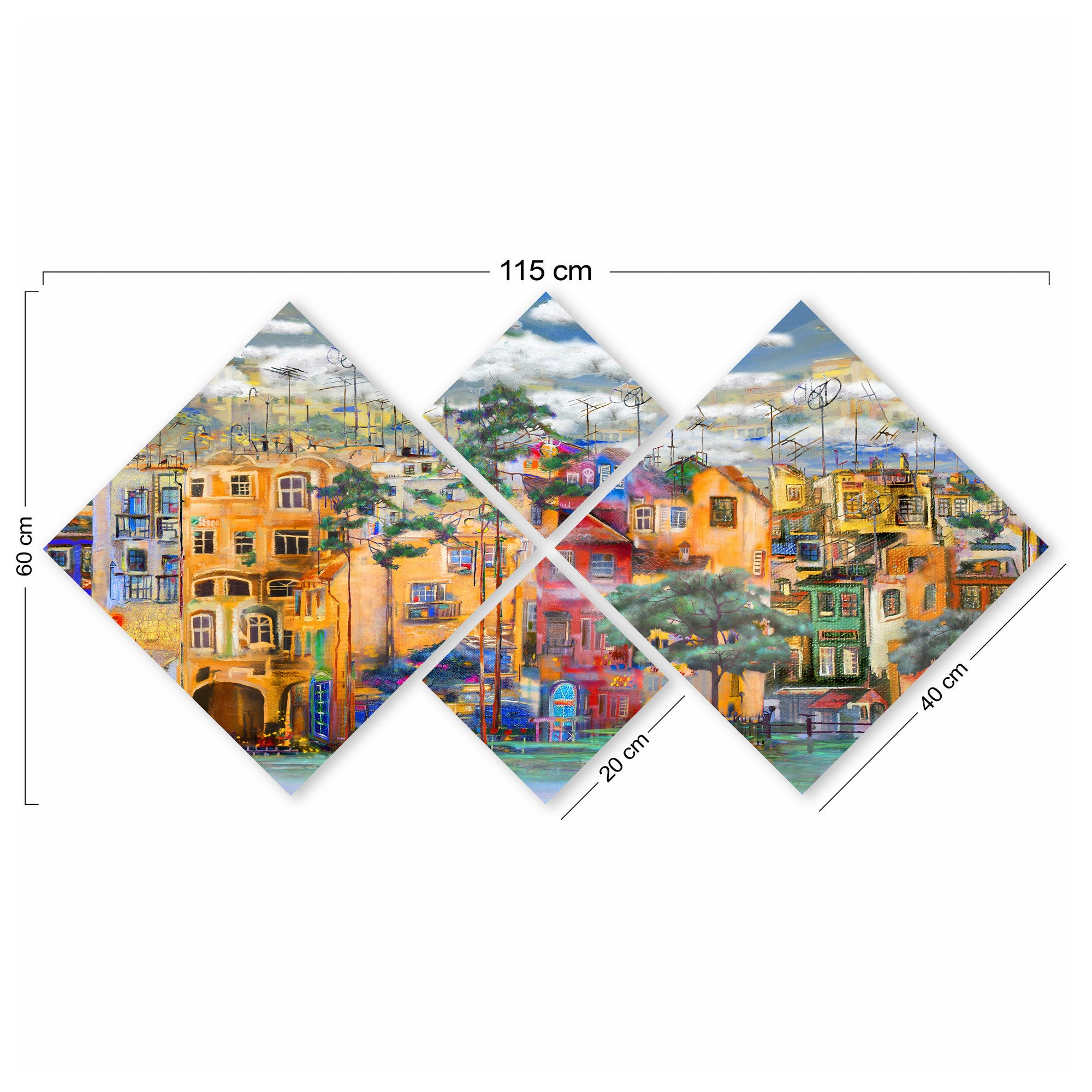 Conjunto Decorativo MDF Multicolor 4 Peças - Impressão UV Premium para Parede