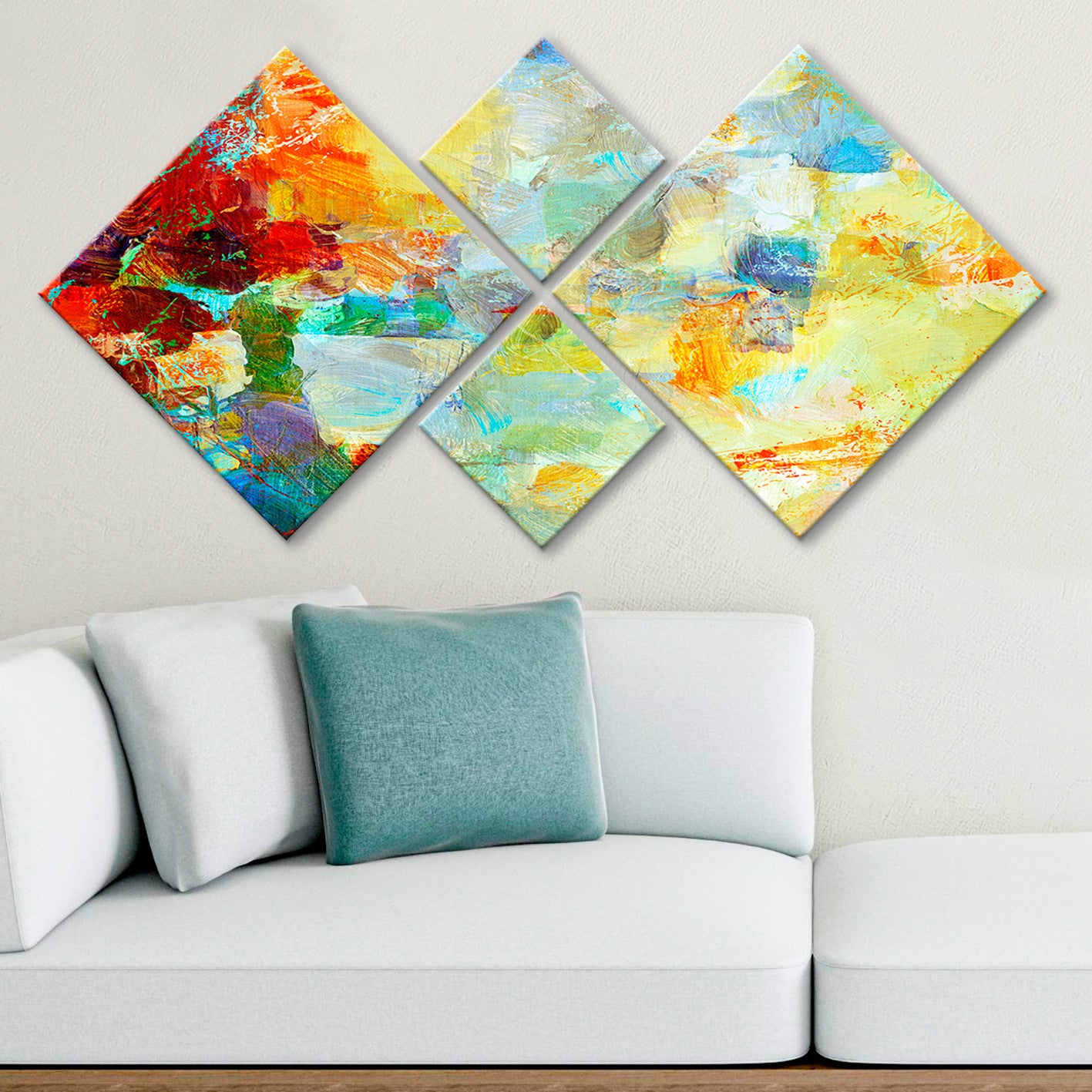 Conjunto Decorativo MDF Multicolor 4 Peças - Impressão UV Premium para Parede