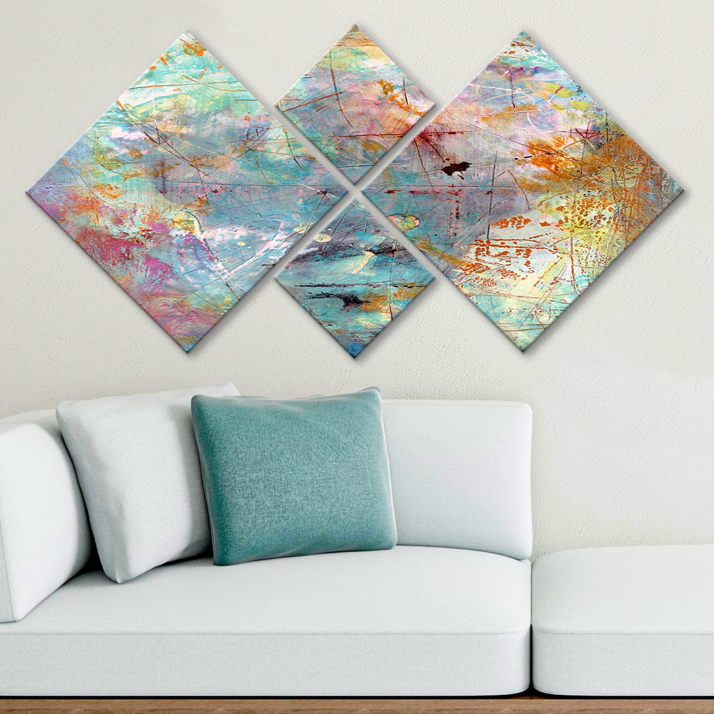 Conjunto Decorativo MDF Multicolor 4 Peças - Impressão UV Premium para Parede