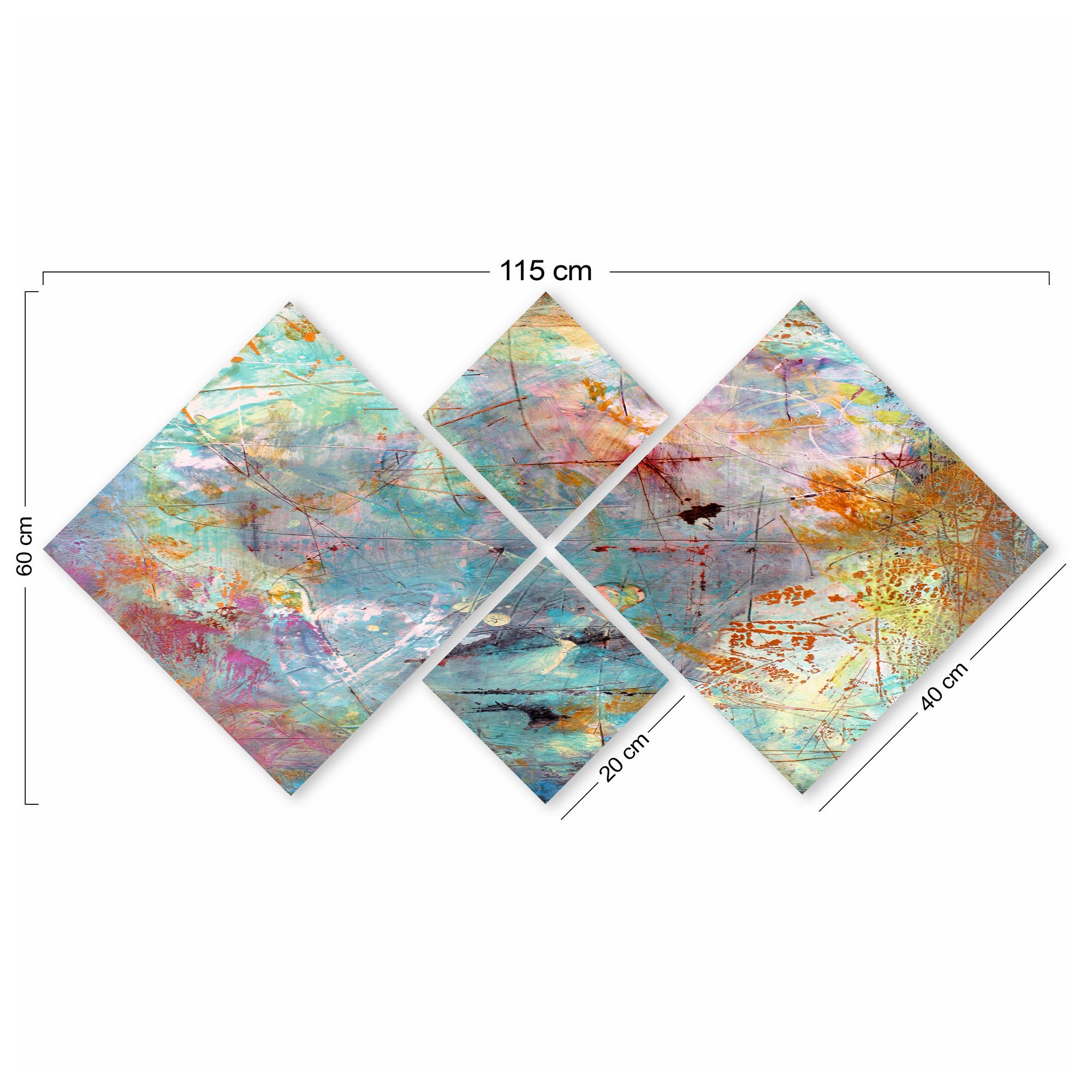 Conjunto Decorativo MDF Multicolor 4 Peças - Impressão UV Premium para Parede